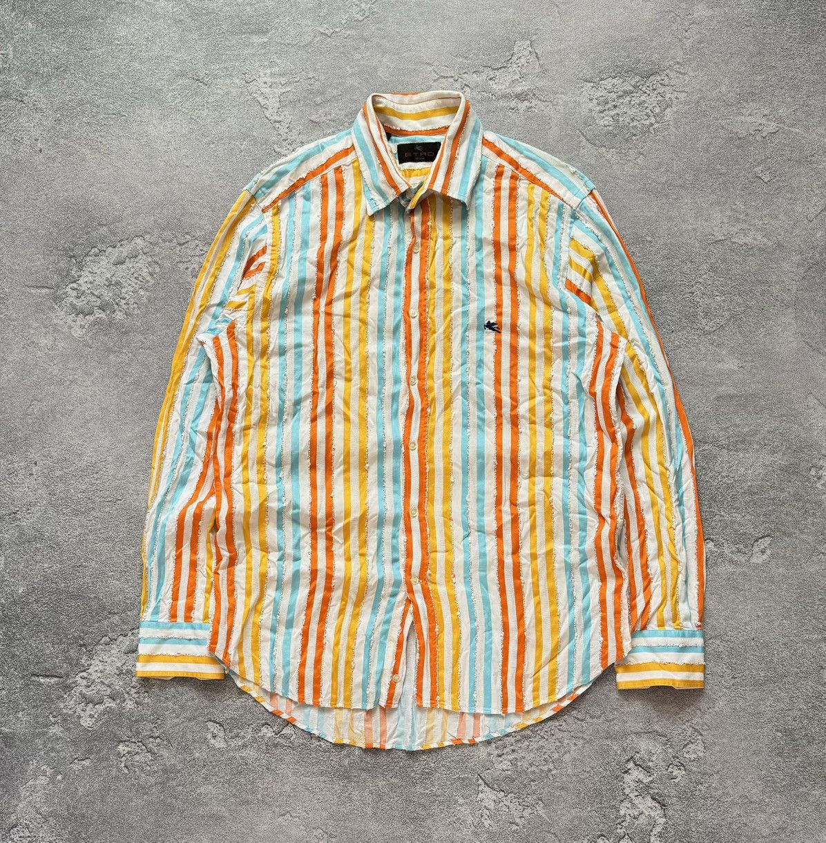 Etro × Vintage ETRO L striped multicolour shirt button up dress long sleeve Size US L / EU 52-54 / 3 - 4 Thumbnail