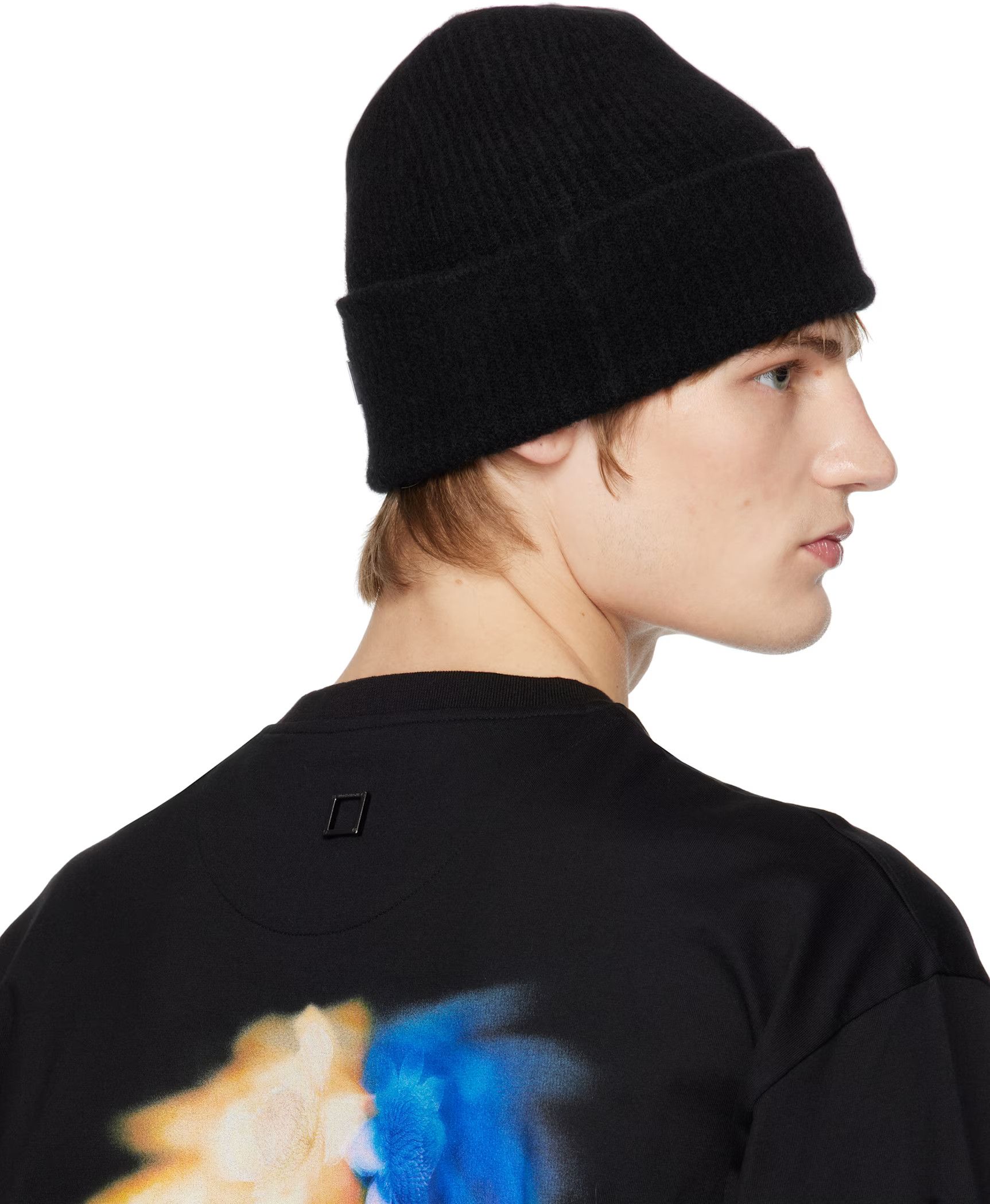 Wooyoungmi WOOYOUNGMI Black Knit Beanie Size ONE SIZE - 3 Thumbnail