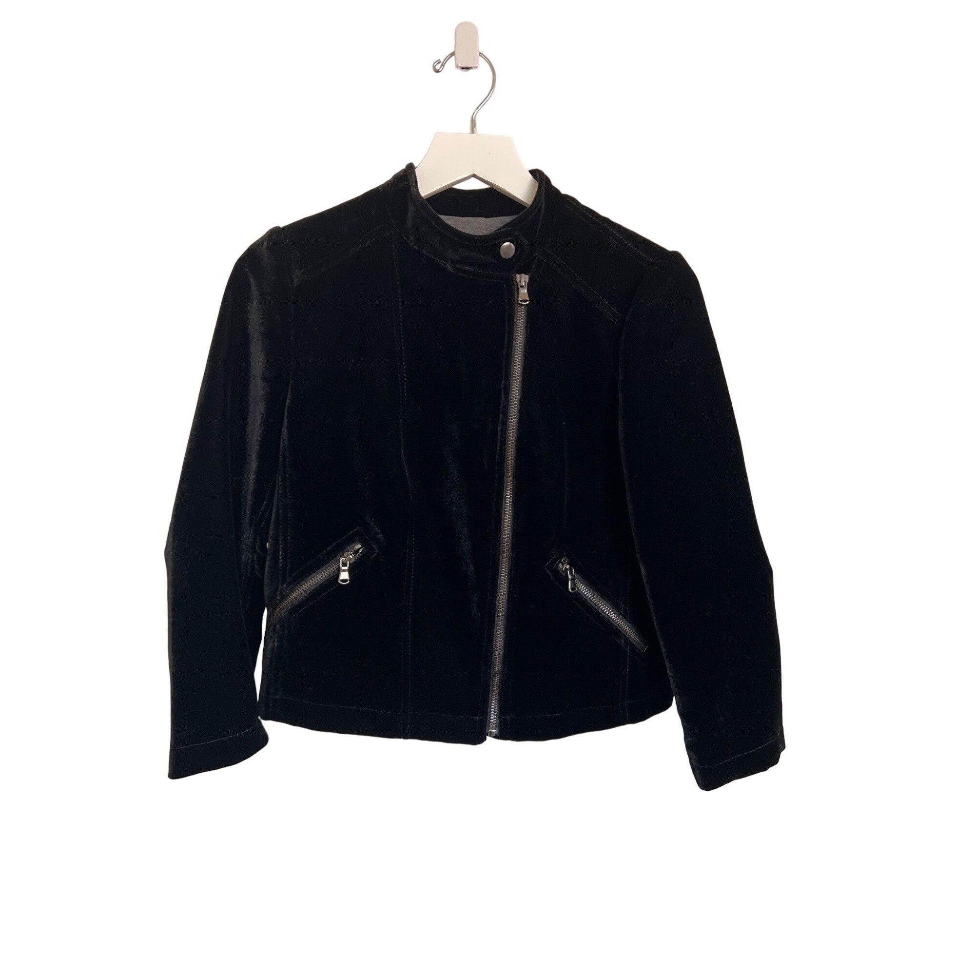 Rebecca Taylor Rebecca Taylor Black Velvet Moto Jacket 3/4 Sleeves Size S / US 4 / IT 40 - 5 Thumbnail