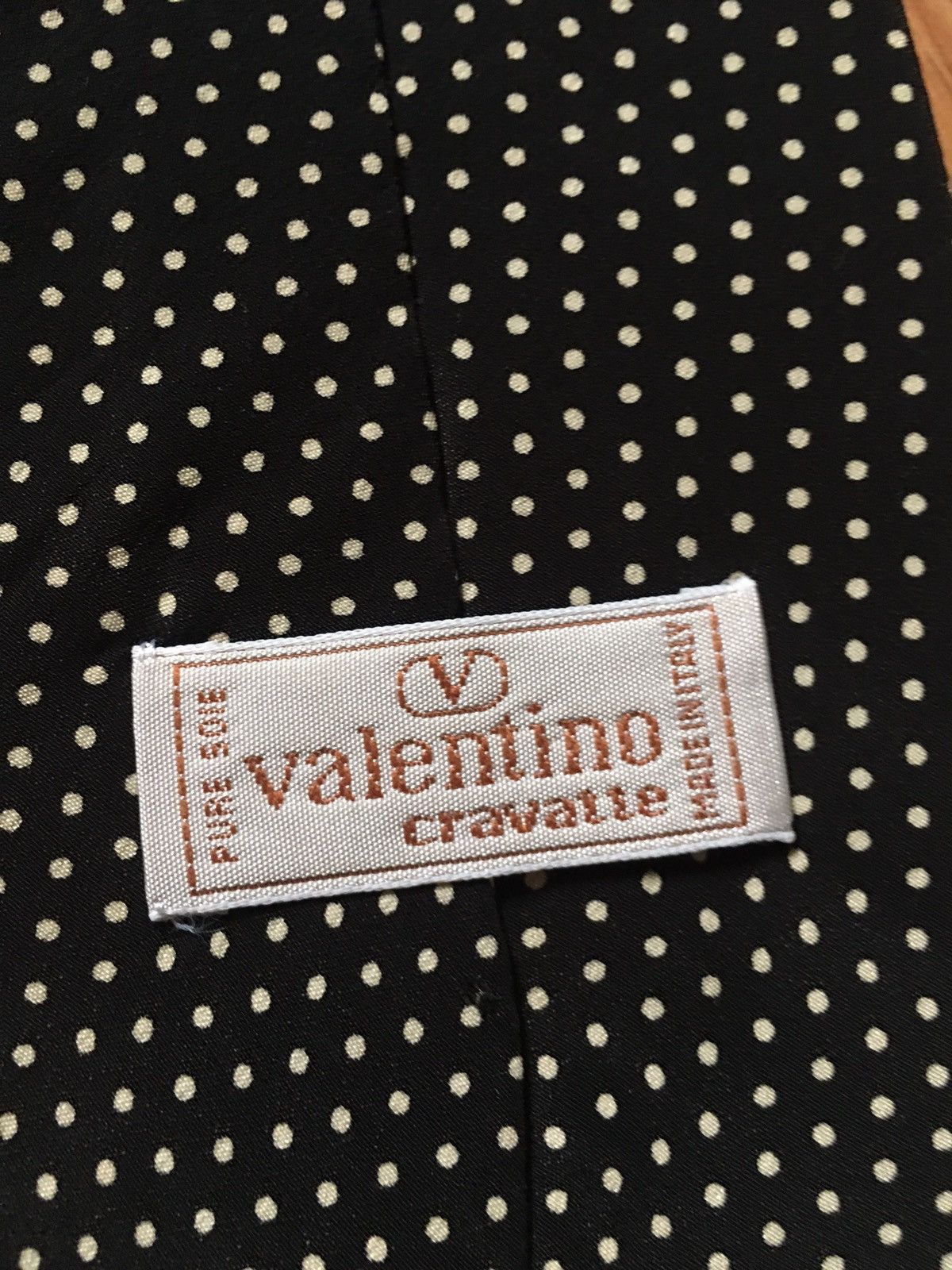 Giovanni Valentino × Valentino VALENTINO Black White Polka Dots Italy Silk Mens Tie Size ONE SIZE - 4 Thumbnail