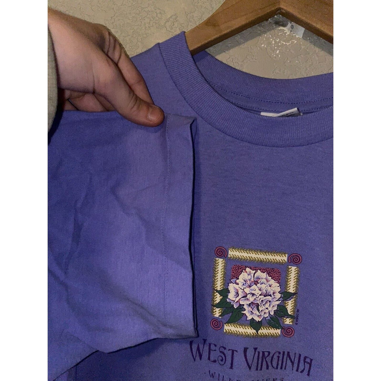 Jerzees Vintage West Virginia Shirt Wildflowers Purple Tee 90s VTG M Size US M / EU 48-50 / 2 - 6 Thumbnail