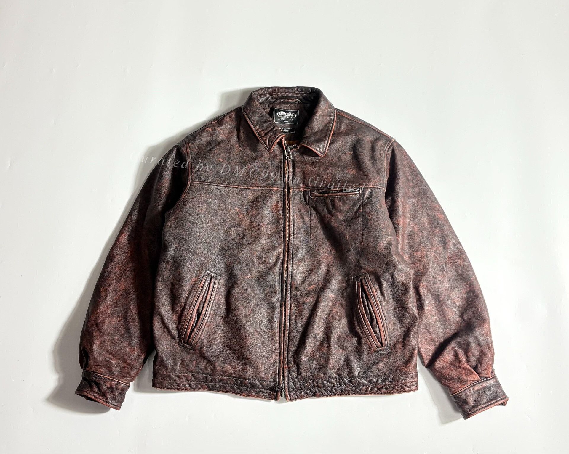 FrizmWORKS Prizm Works Distressed Leather Jacket Size US L / EU 52-54 / 3 - 1 Thumbnail
