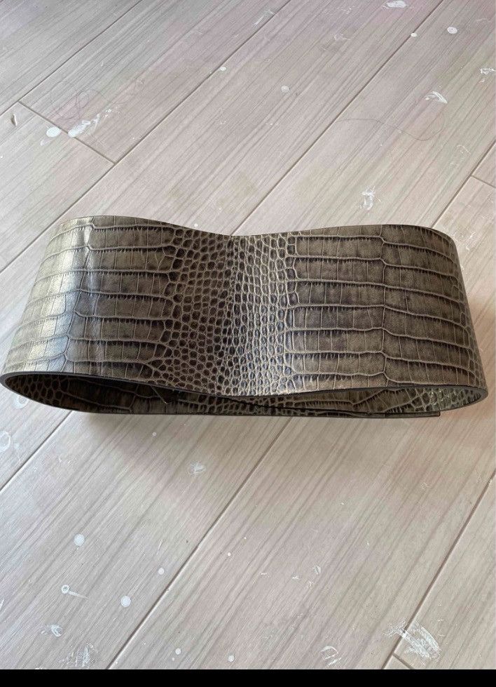 Haider Ackermann Haider Ackermann Runway Croc Embossed Obi Wide Leather Belt Size ONE SIZE - 4 Thumbnail