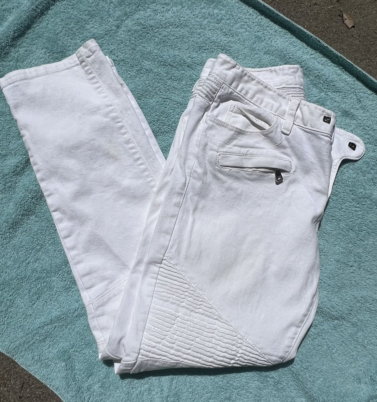 Balmain All white Balmain Biker Denim | Grailed