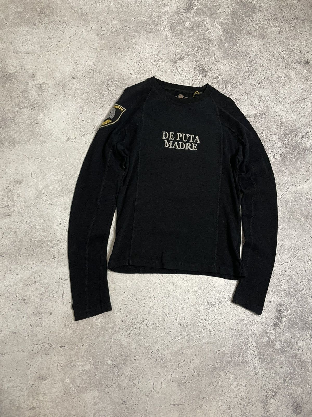 Vintage VTG De Puta Madre 69 Y2K Embroidered Skull Black Longsleeve Size US S / EU 44-46 / 1 - 4 Thumbnail