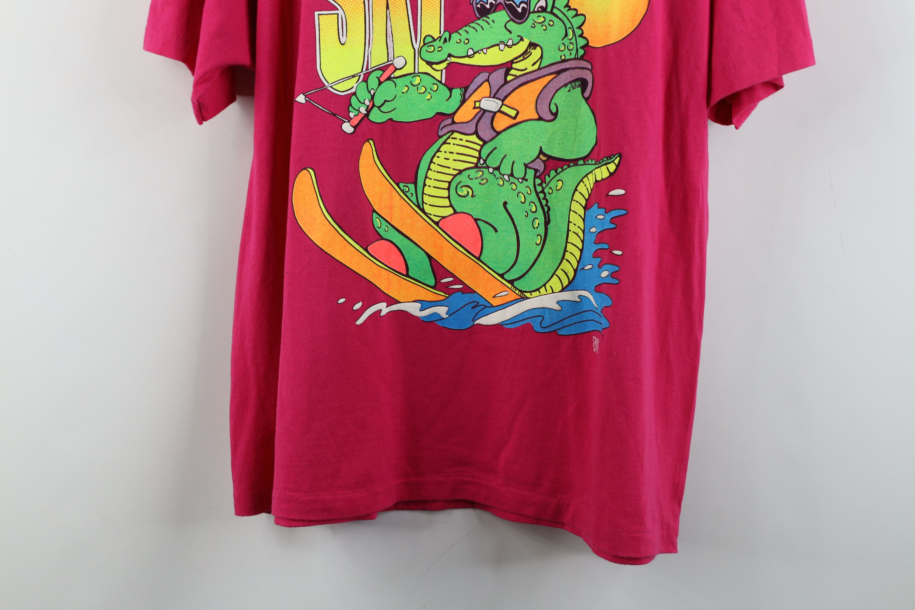 Vintage Vintage 90s Streetwear Ski Club Waterski T-Shirt Pink USA Size XL / US 12-14 / IT 48-50 - 3 Thumbnail