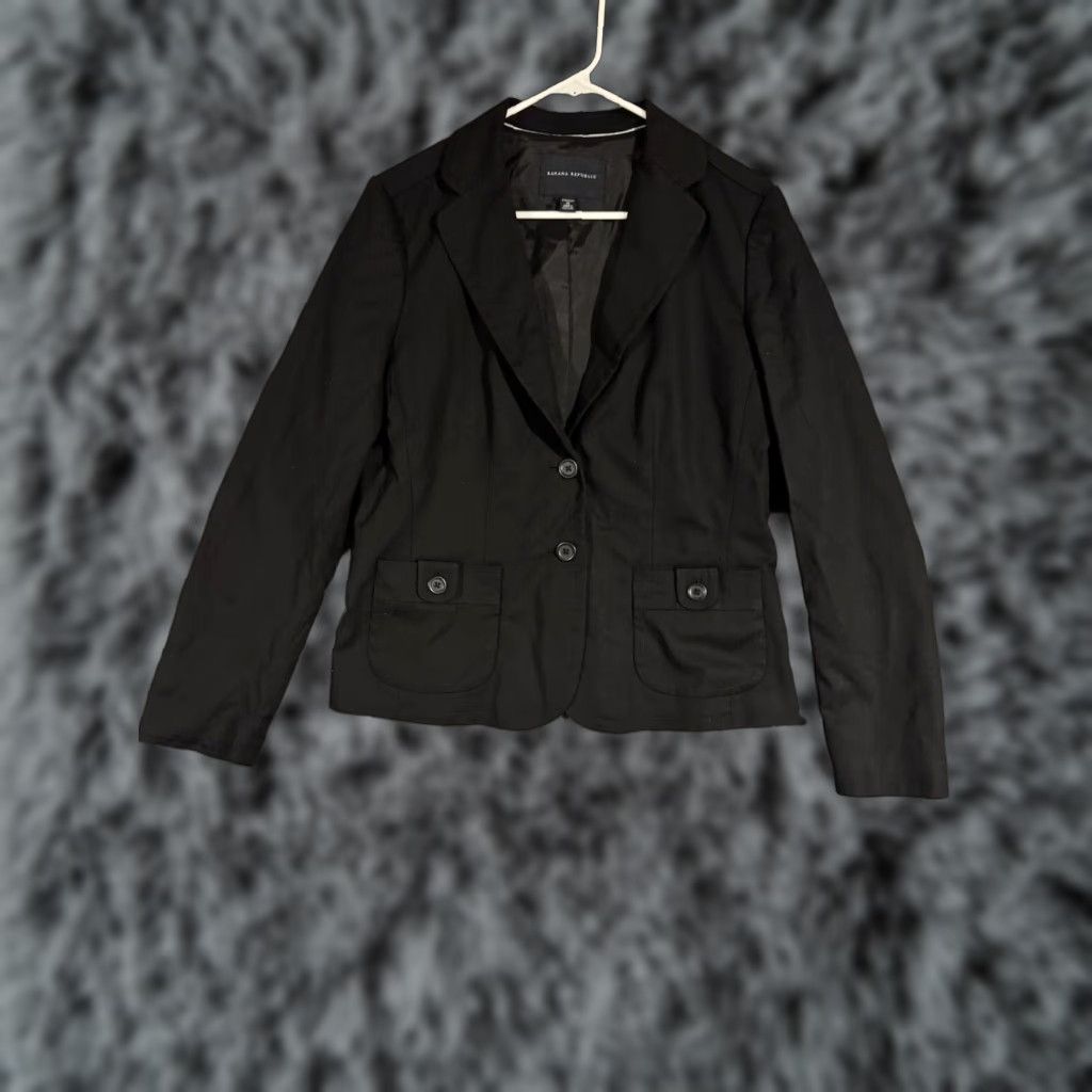 Banana Republic Banana Republic Blazer Womens 14 Regular Black Solid Notch Lapel 2-Button Stretch Office Business Preppy 2008s Womens Size XL / US 12-14 / IT 48-50 - 1 Thumbnail