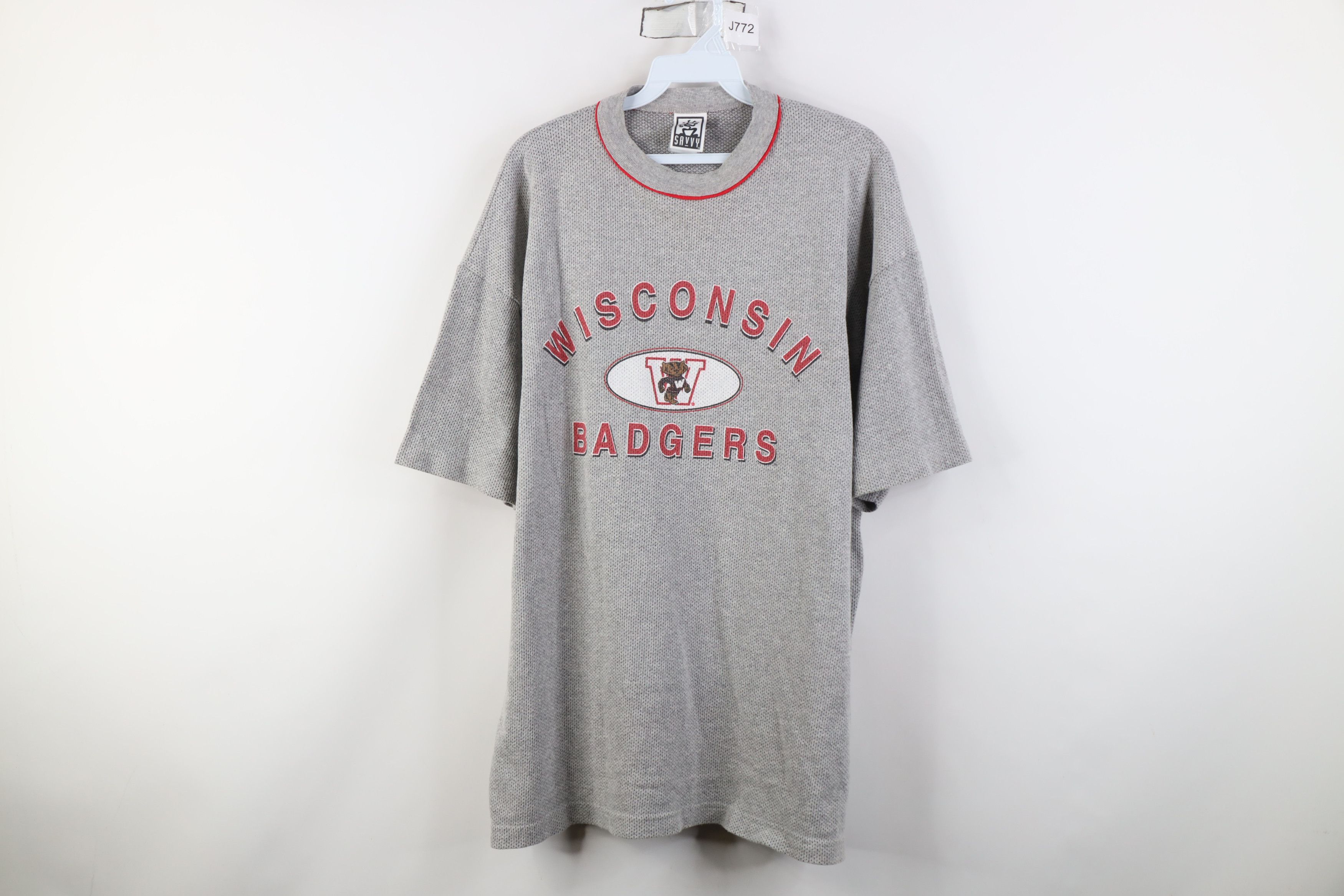 Vintage Vintage 90s University of Wisconsin Badgers Mesh T-Shirt Size US XL / EU 56 / 4 - 1 Thumbnail