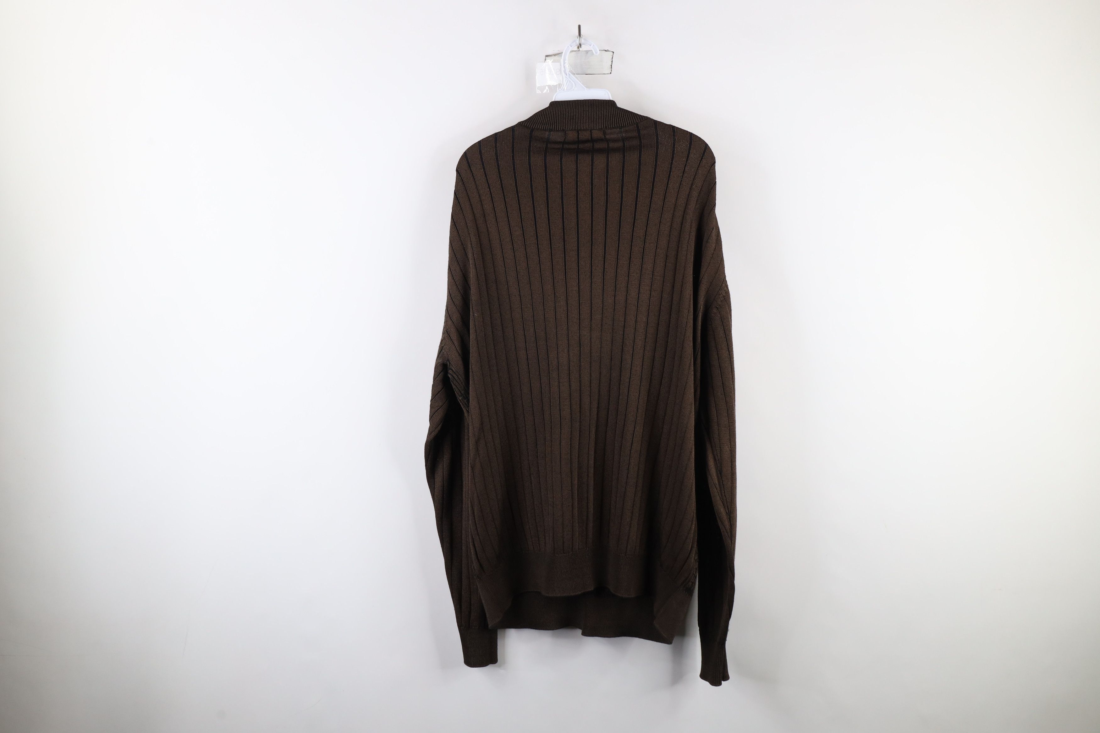 Vintage Vintage 90s Streetwear Cable Knit Mock Neck Sweater Brown Size US XL / EU 56 / 4 - 7 Thumbnail