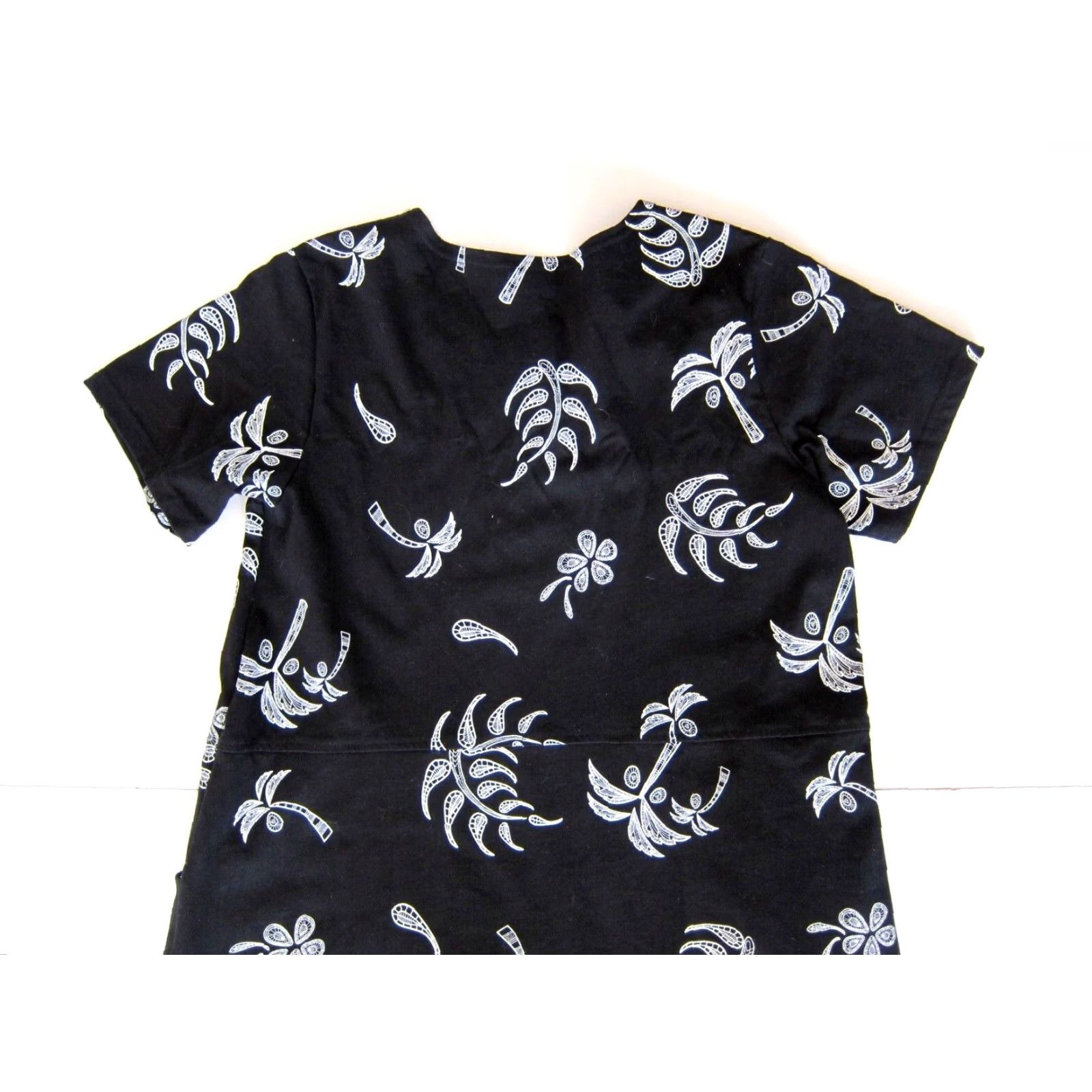 Vintage VINTAGE Red Ginger Black White 100% Cotton Palm Tree Fringe Pocket Tunic Dress L Size L / US 10 / IT 46 - 6 Thumbnail
