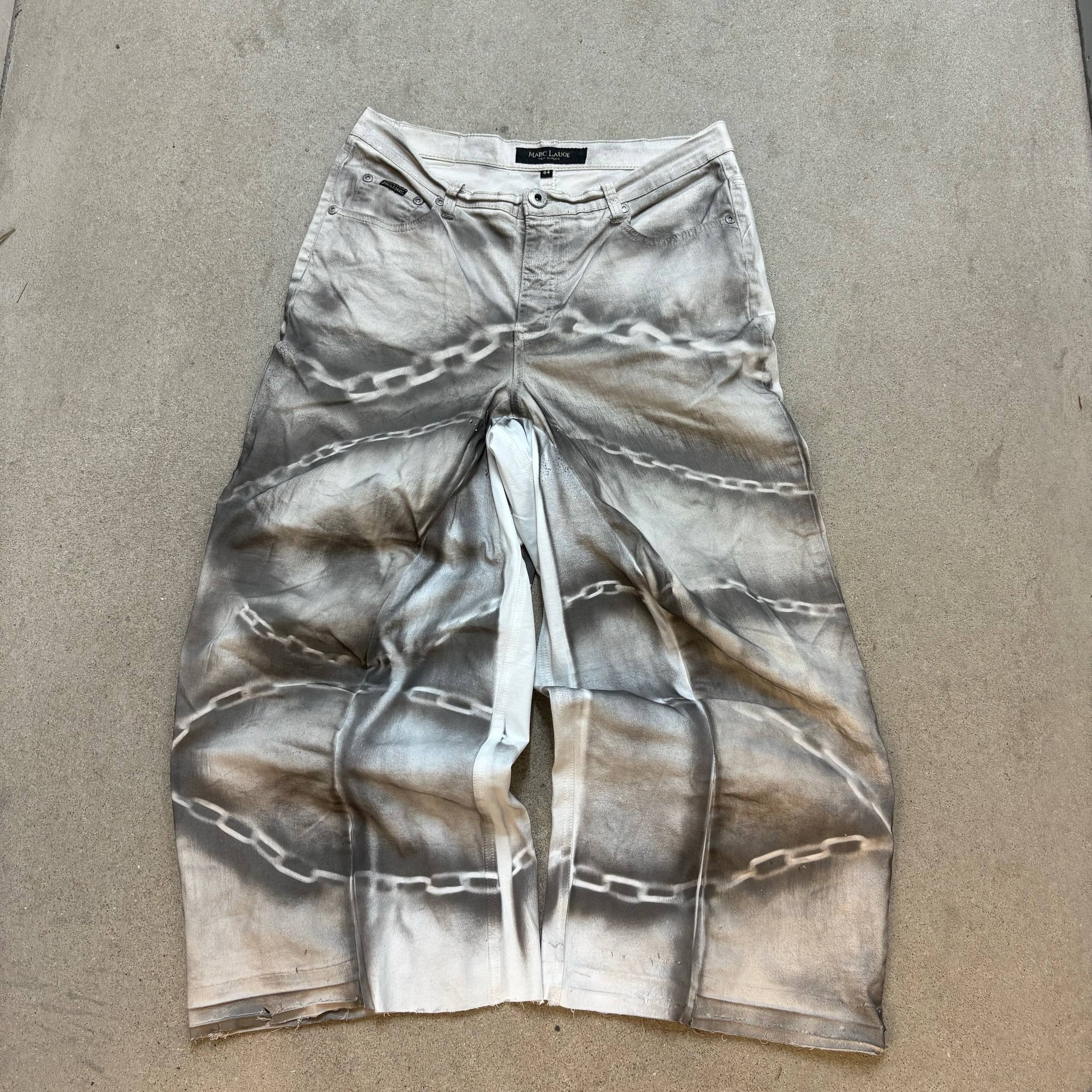 Japanese Brand White Baggy Distressed Jeans Size US 34 / EU 50 - 7 Thumbnail