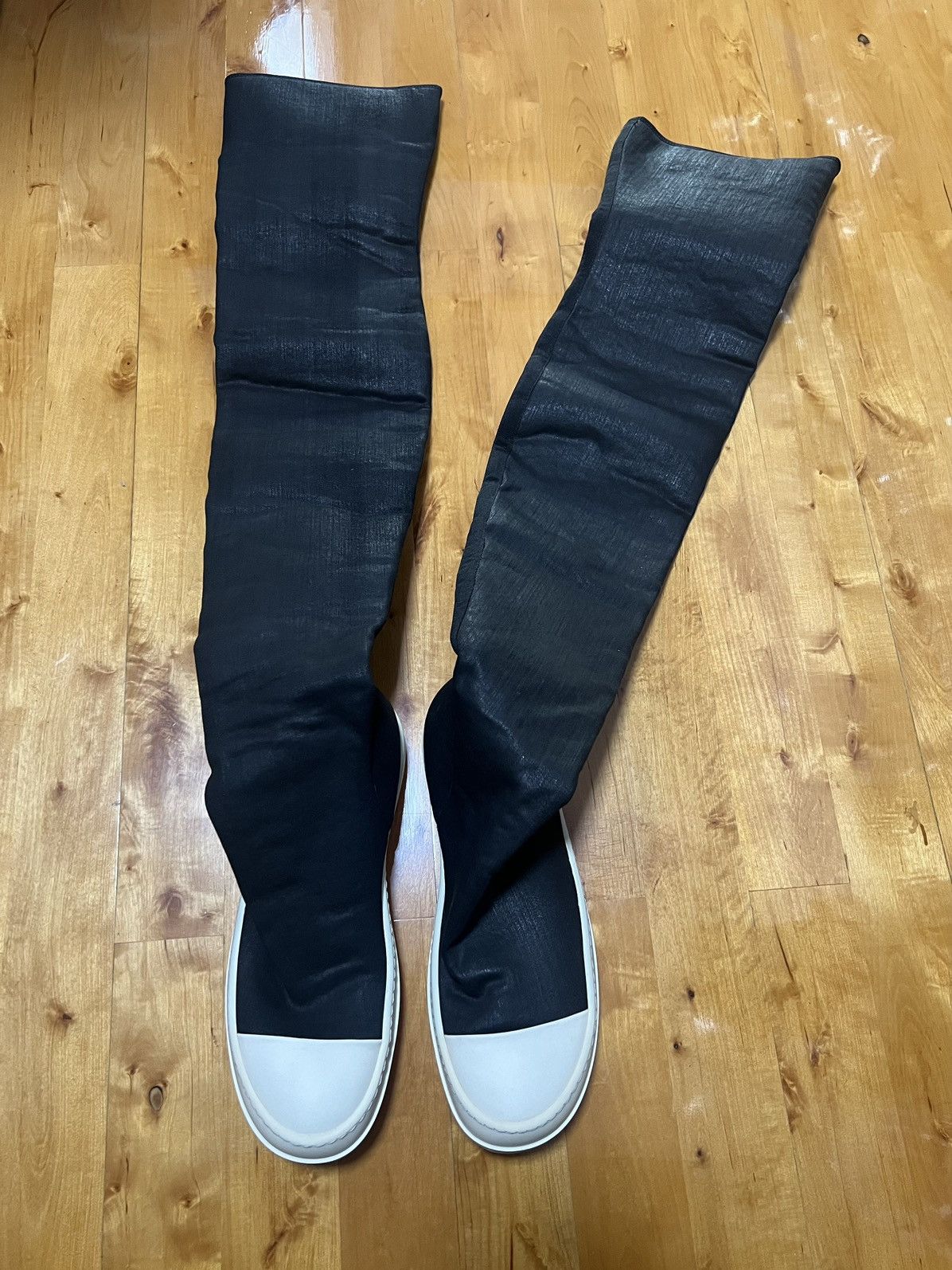 Rick owens waxed thigh high stocking ramones