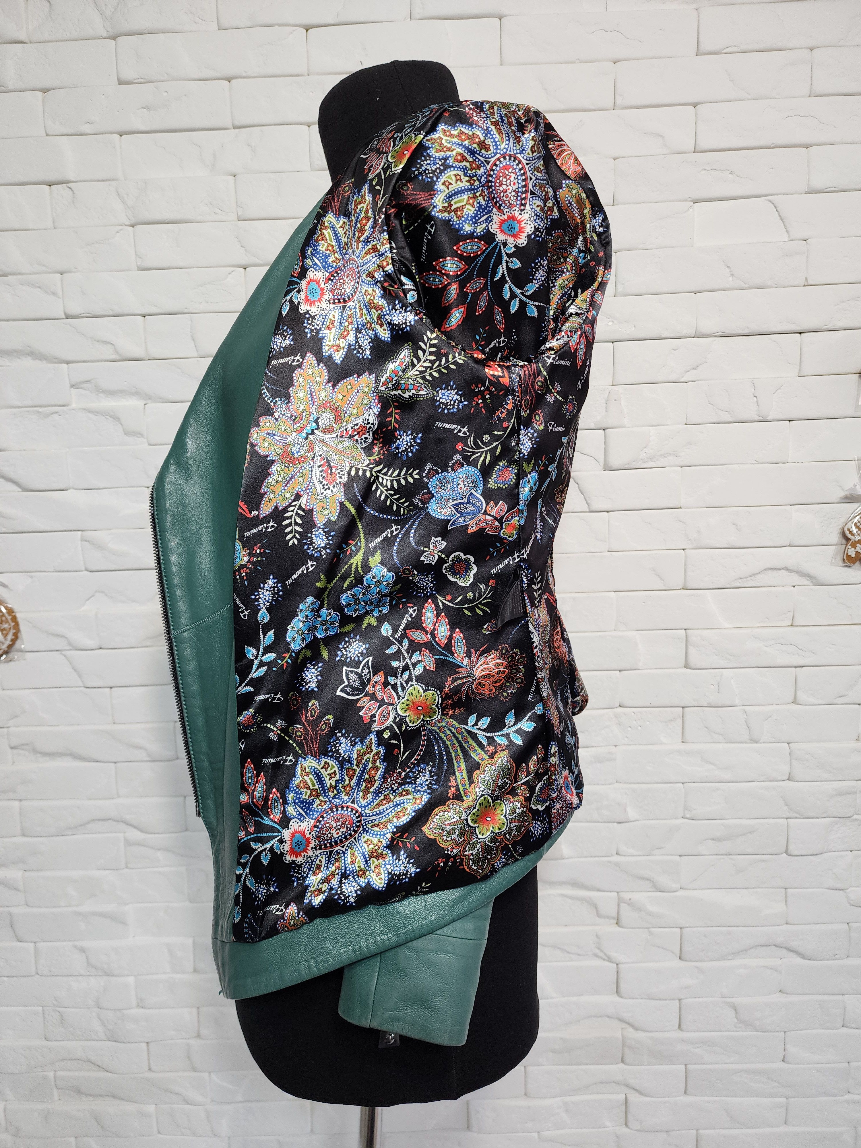 Other Green Leather Jacket: Women's Genuine Zippered Coat. Size M. Size M / US 6-8 / IT 42-44 - 7 Thumbnail