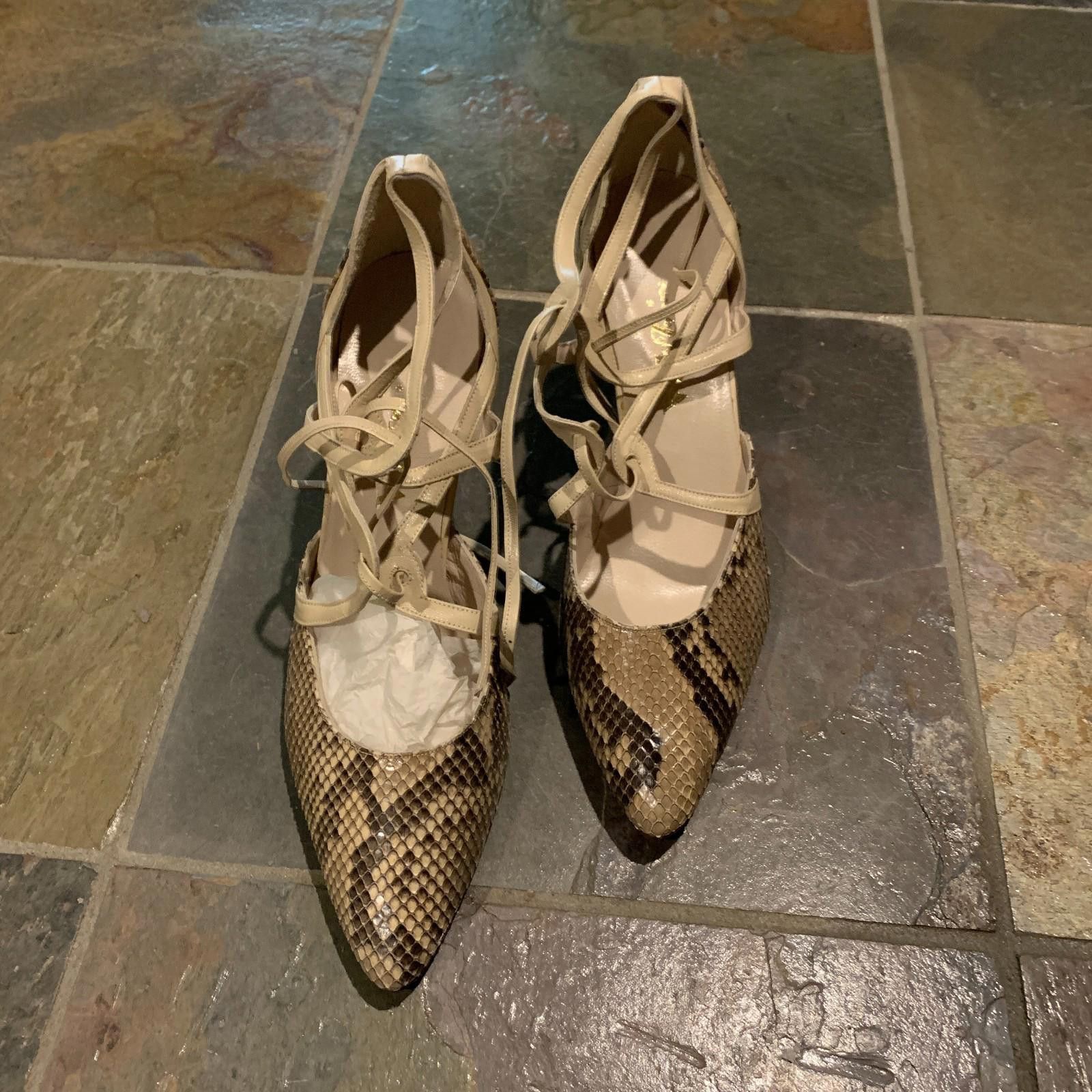 Zara Vintage Womens ZASA Snake Skin Closed Toe Heels Sz 10 (G100) Size US 10 / IT 40 - 1 Thumbnail
