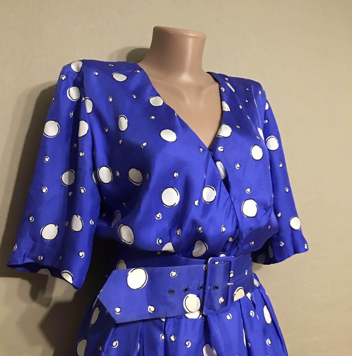 Givenchy × Vintage Givenchy Nouvelle Boutique Silk DressBlue White Polka Dots Size S / US 4 / IT 40 - 2 Thumbnail