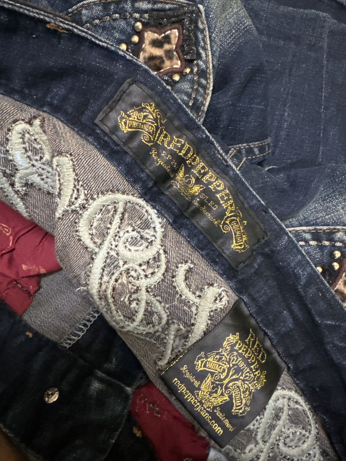 Hysteric Glamour × Japanese Brand Skinny REDPEPPER Cross Embroidery Junya Watanabe Denim Size US 27 - 15 Thumbnail