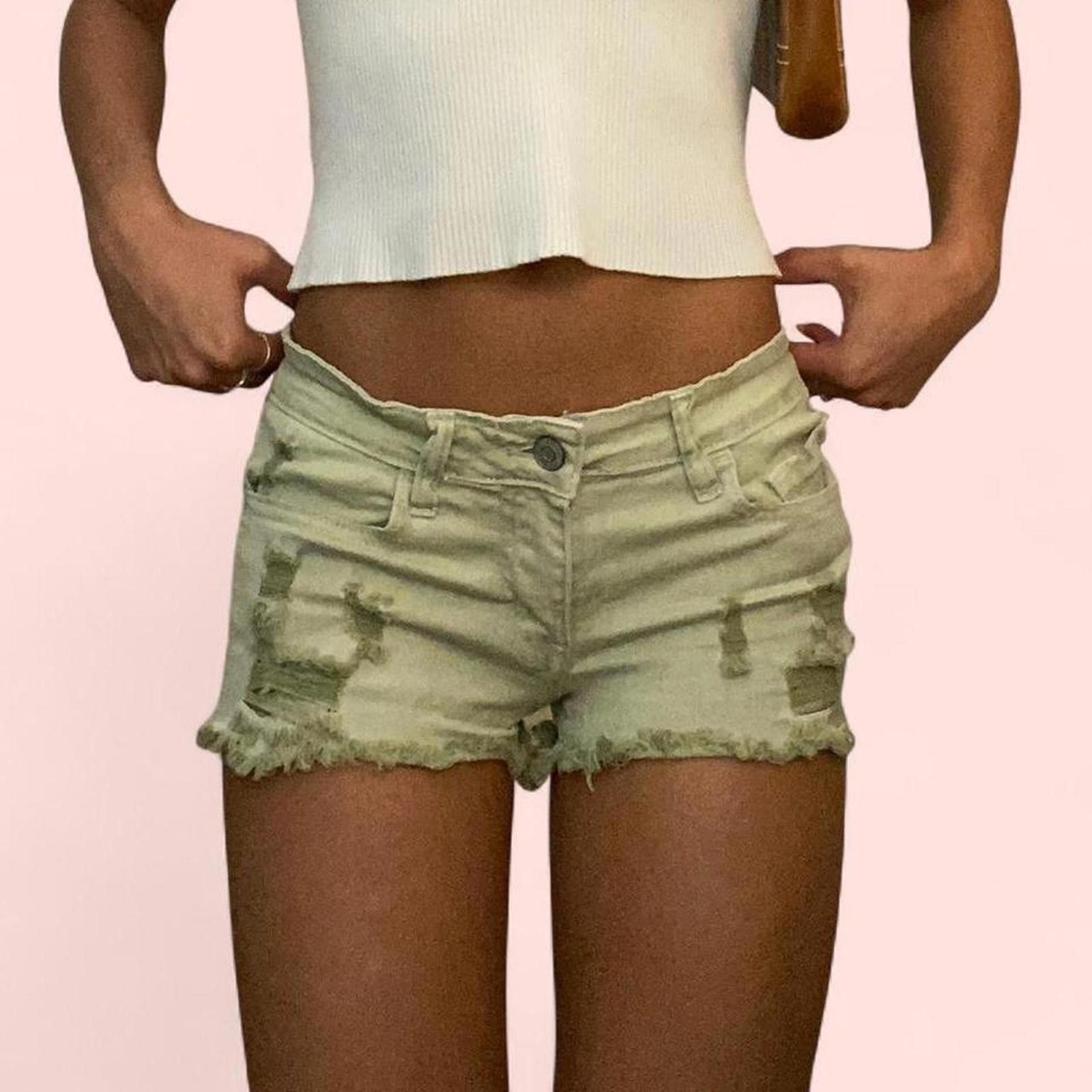 Other Khaki green distressed denim shorts with frayed hem Size 26" / US 2 / IT 38 - 8 Thumbnail