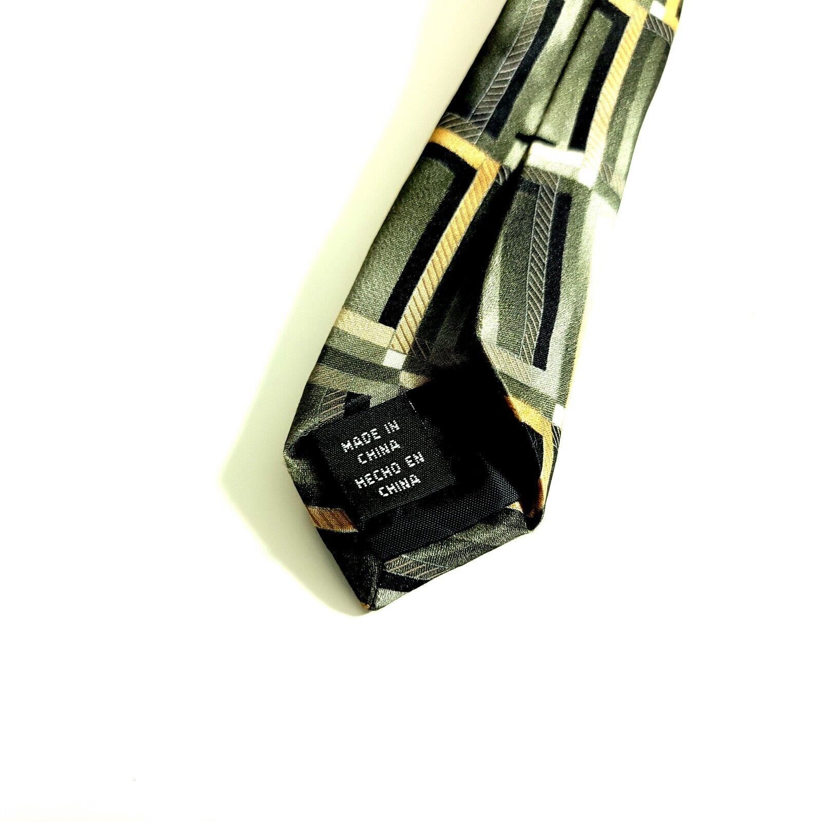 Arrow Arrow Green Brown Abstract Print Geometric Long Silk Tie Size ONE SIZE - 4 Thumbnail