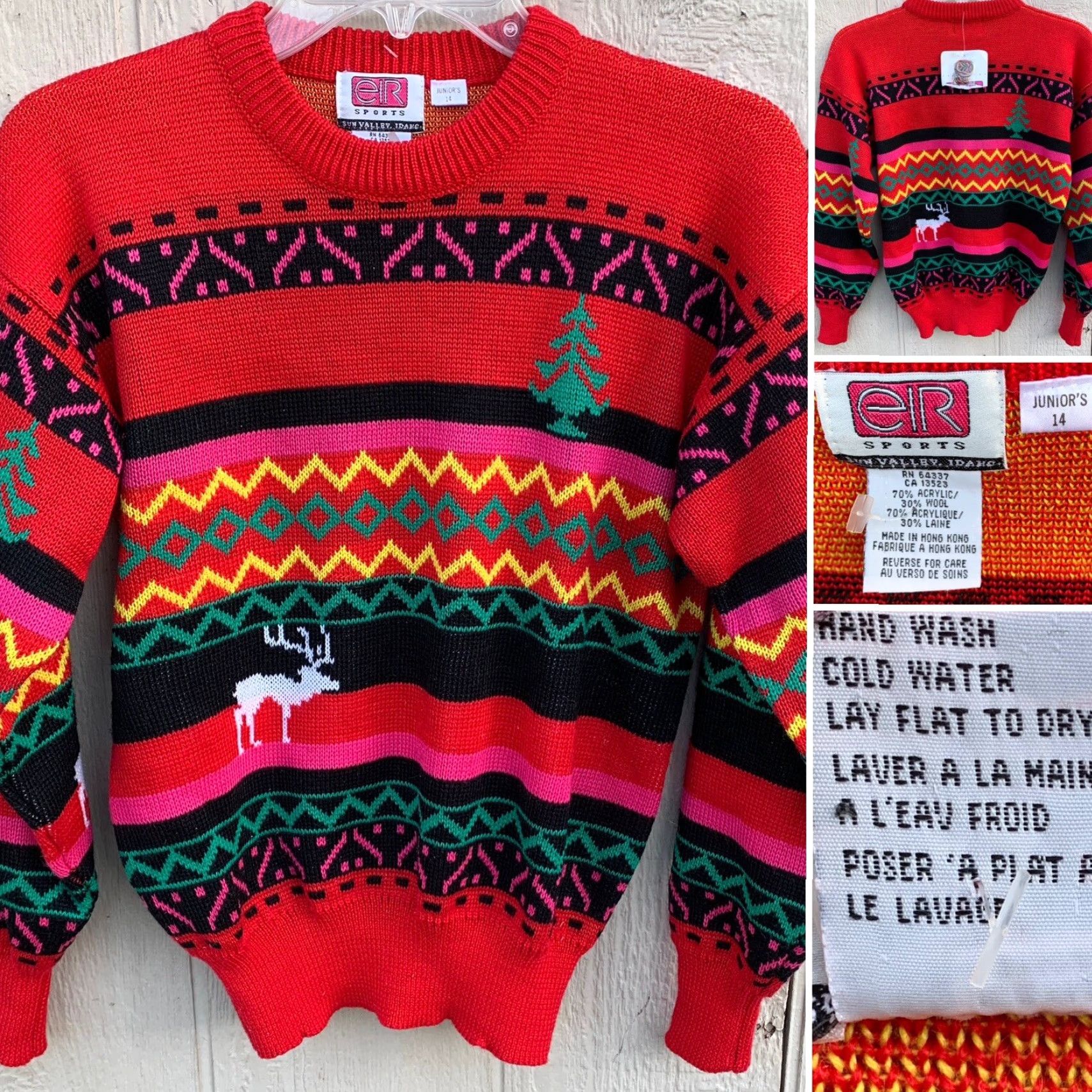 Vintage Vintage eir Sports Sun Valley Idaho Sweater 80s Ski Snow Juniors Size 14 Size XL / US 12-14 / IT 48-50 - 2 Thumbnail