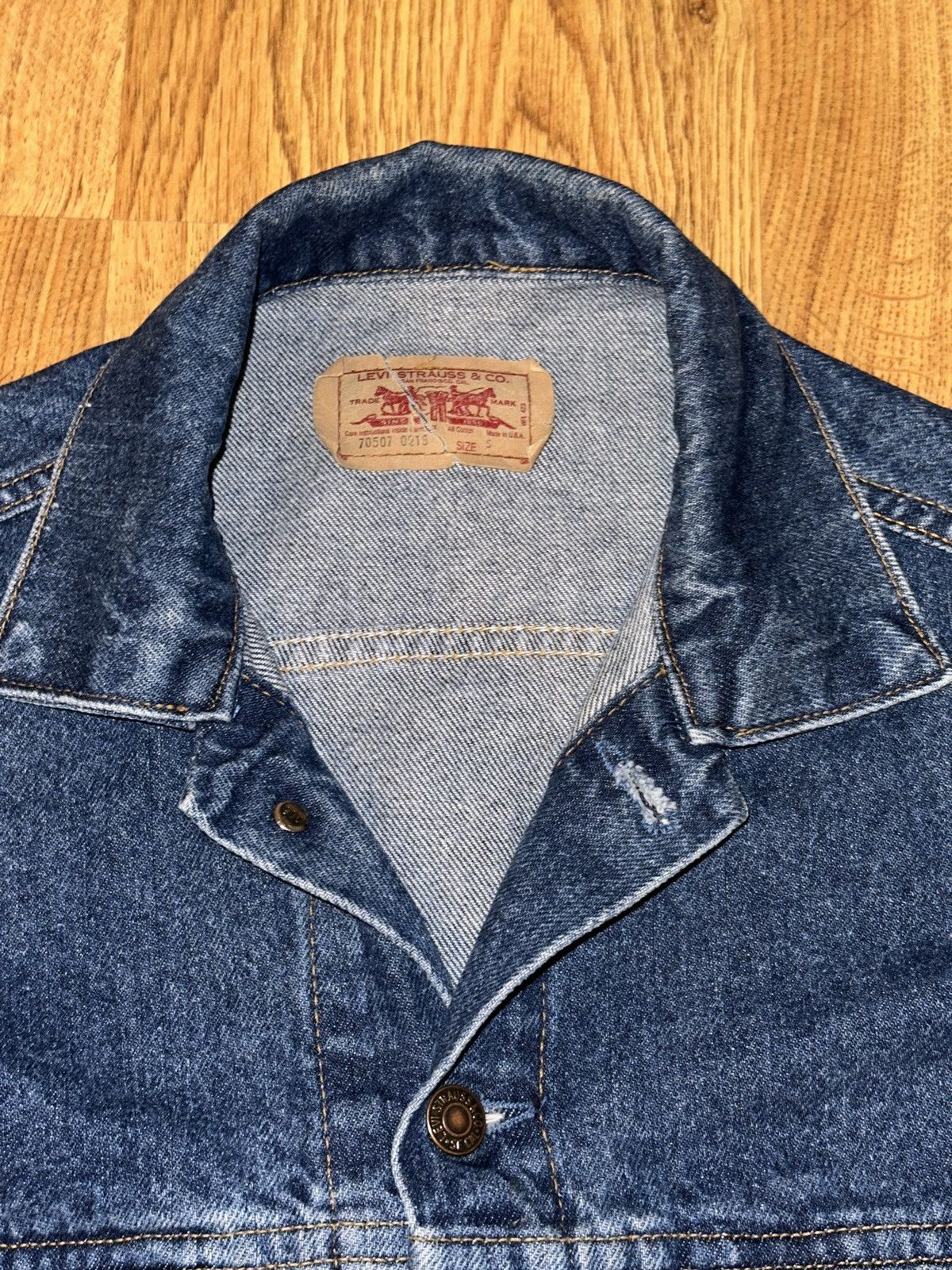 Vtg 90s Levi's Dark Wash Denim Trucker Jacket 70507 0218