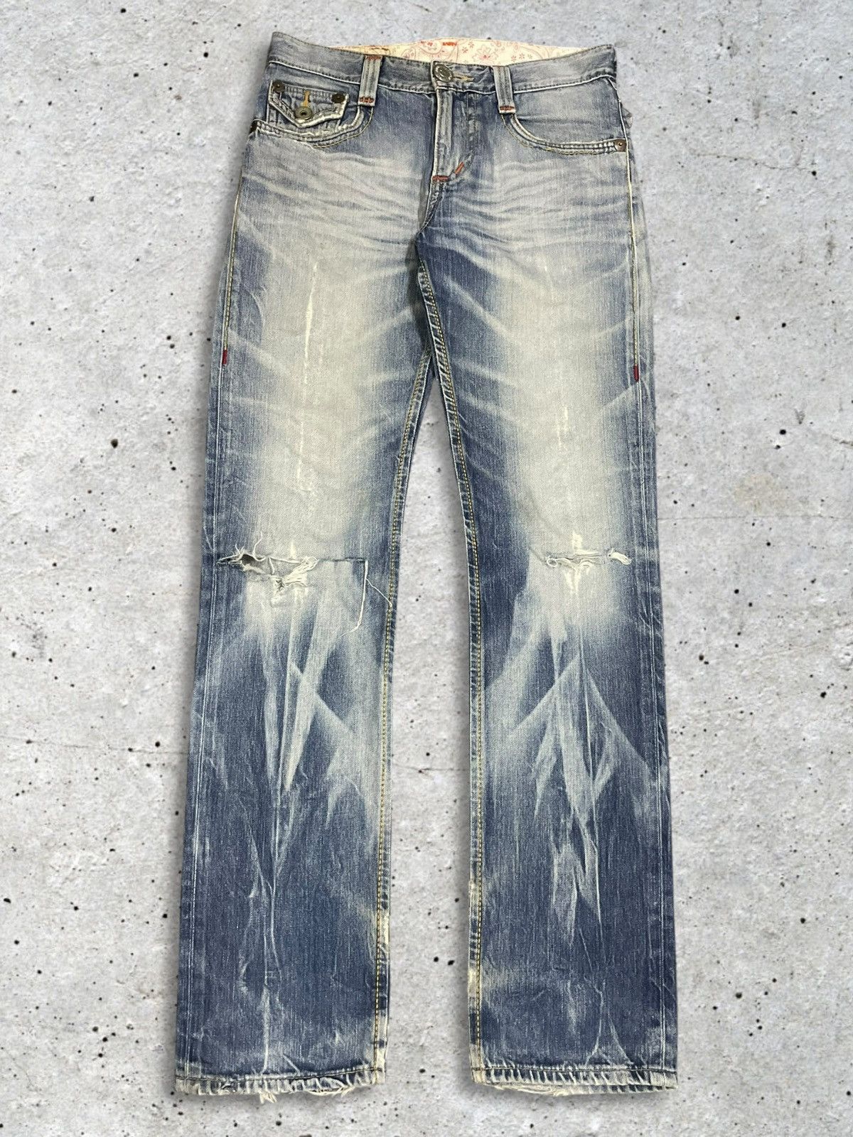 Edwin Edwin BlueTrip Tokyo Japan Crazy Bleach Whisker Ripped Jeans Size US 31 - 2 Thumbnail
