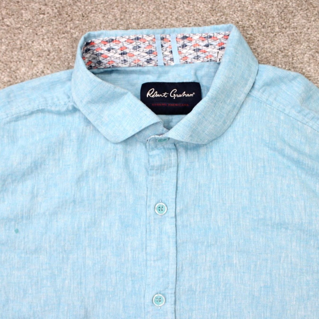 Robert Graham Robert Graham Blue Shirt Men 3XL Button-Up Cotton Linen Check Long Sleeve Classic Fit Shirt Size US XXL / EU 58 / 5 - 5 Thumbnail