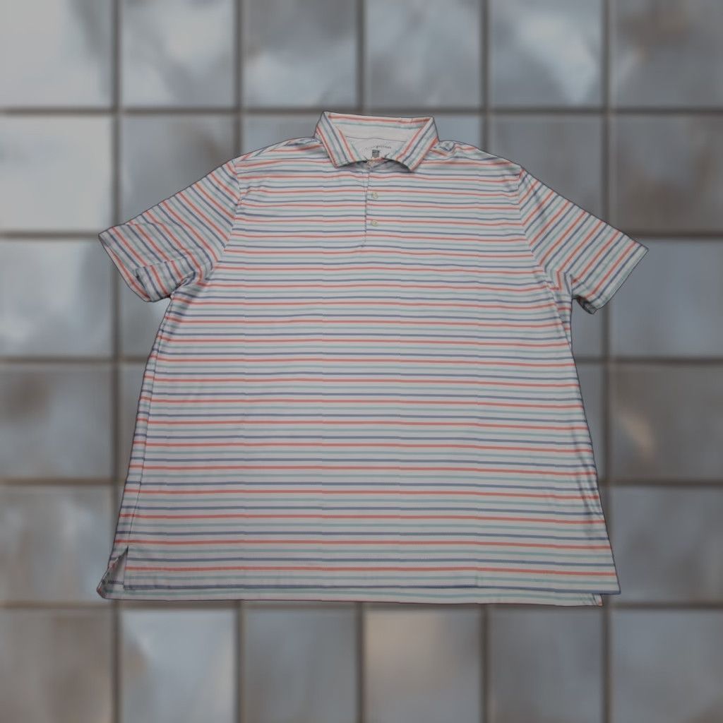 Vintage Hickey Freeman Polo Shirt Mens 2XL White Blue Striped Stretch Performance Golf Casual Workwear Short Sleeve Polo Shirt Size US XXL / EU 58 / 5 - 1 Thumbnail