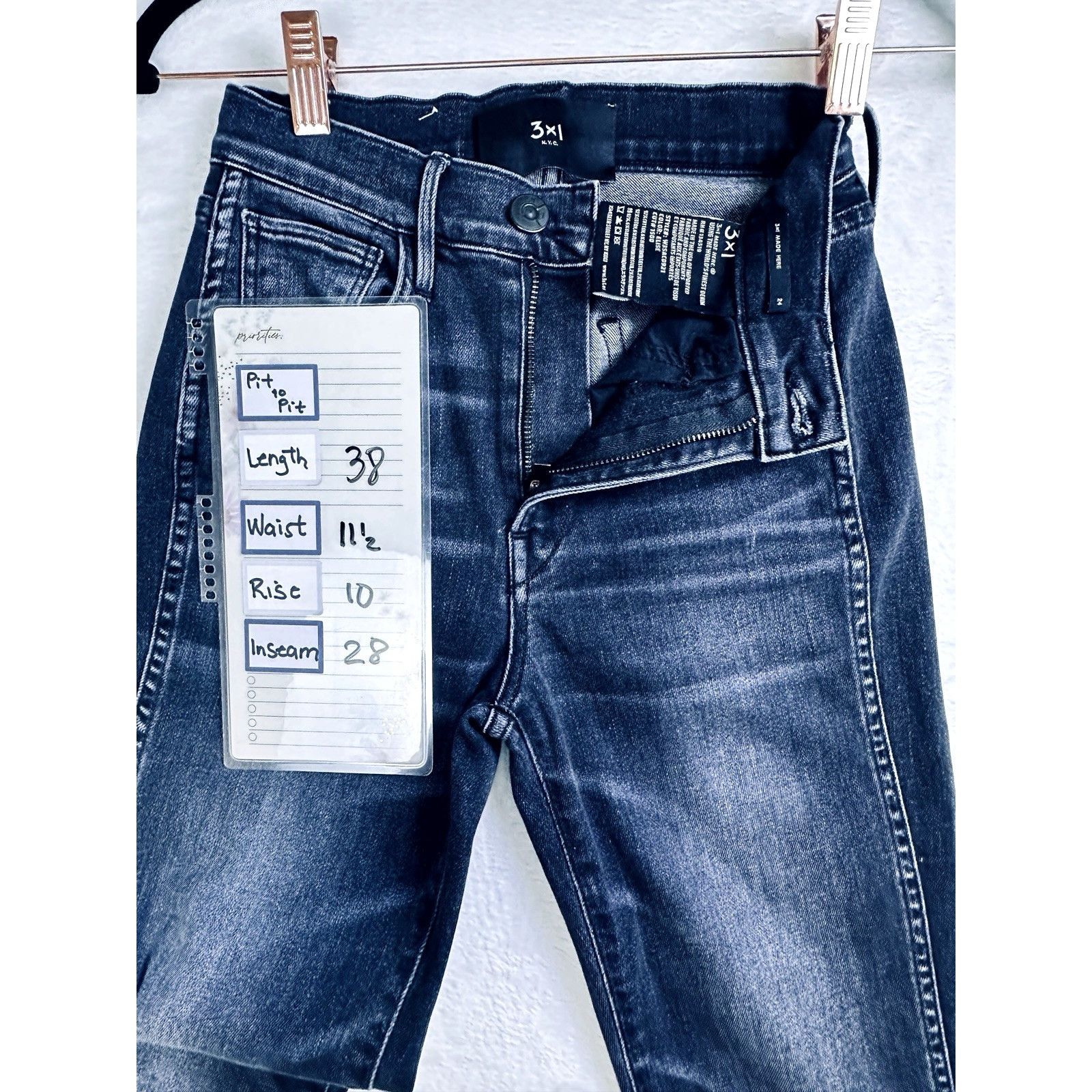 3x1 3x1 NYC Elise Jeans Womens 24 Dark Wash Raw Hem Skinny Premi Size 24" / US 00 / IT 34 - 10 Thumbnail