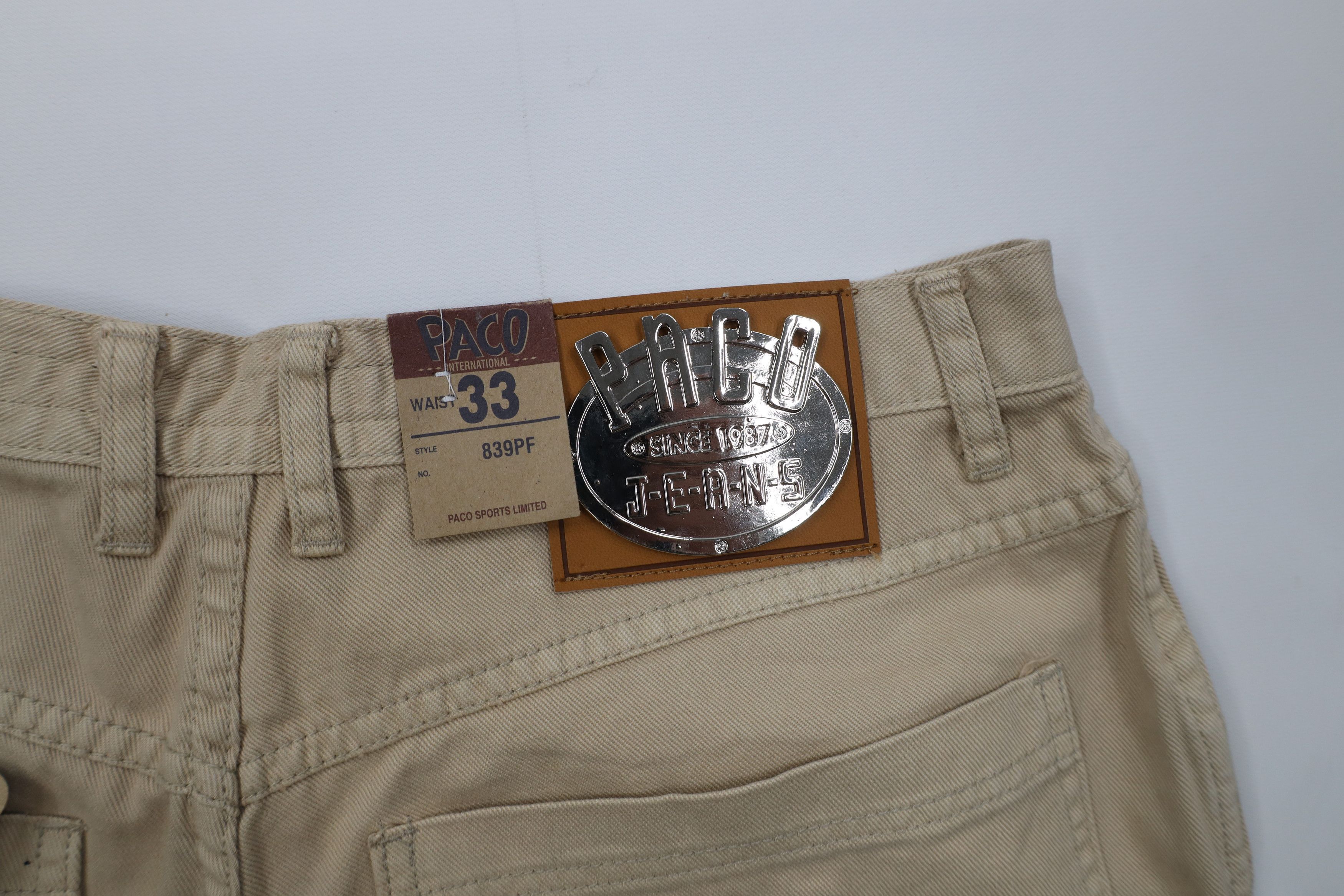 Vintage Deadstock Vintage 90s Paco Denim Jean Shorts Beige Cotton Size US 33 - 16 Thumbnail