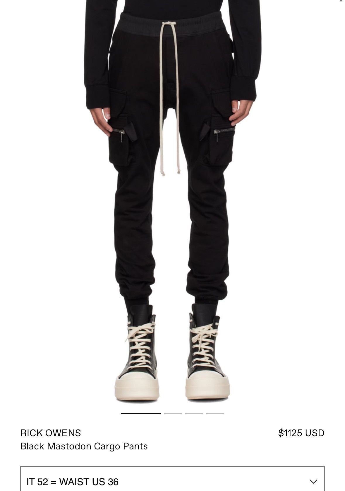 Image of Rick Owens Mastodon Cargo Pants in Black, Men's (Size 36)