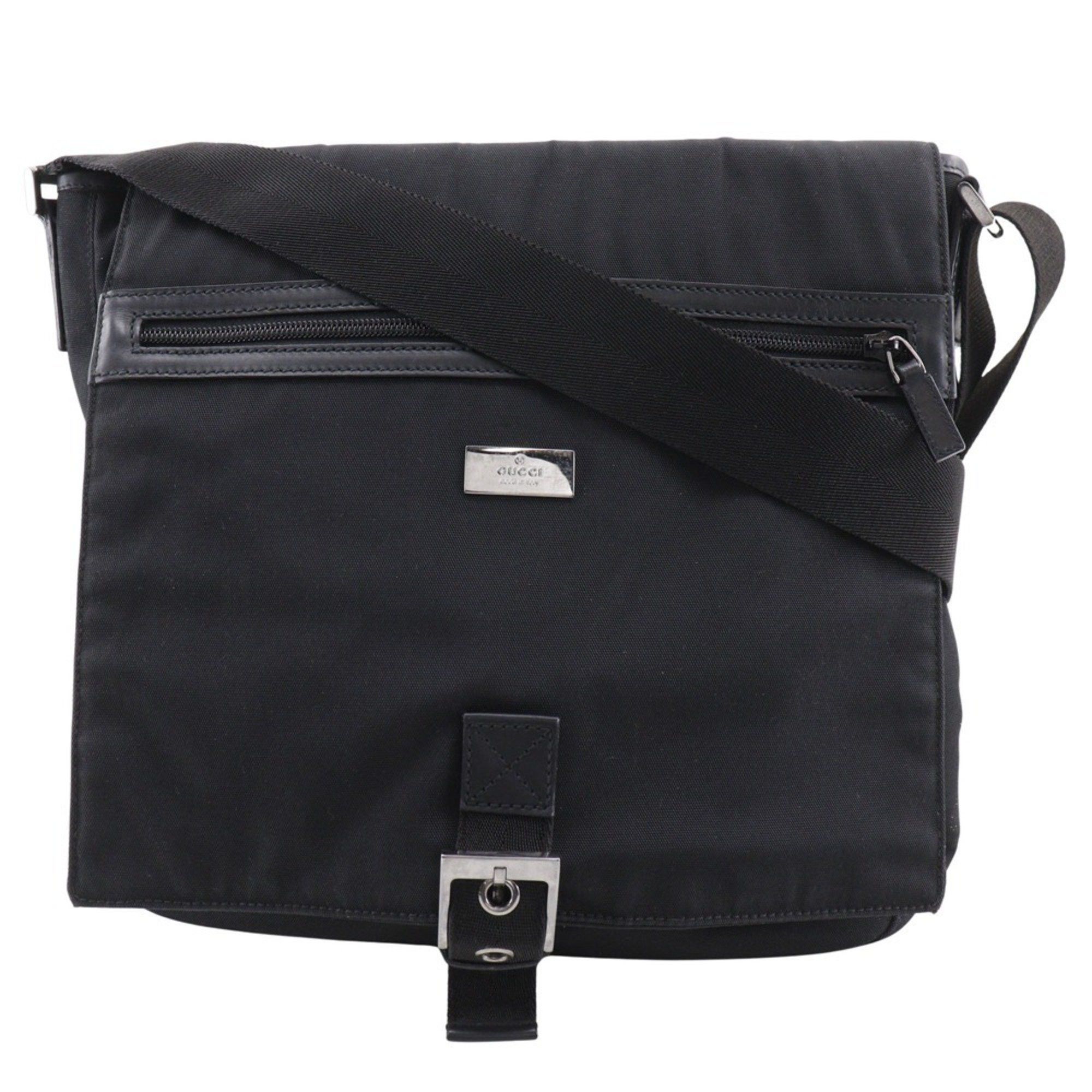 Gucci Gucci Shoulder Bag 141194 Nylon Canvas Black Belt Clasp Unisex Size ONE SIZE - 1 Thumbnail