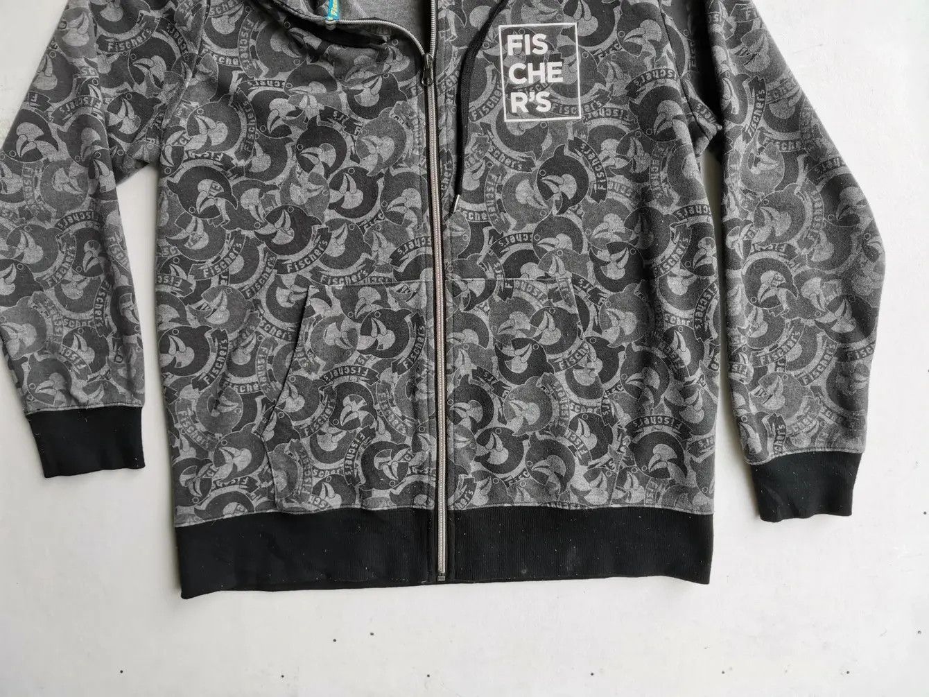 Other Fischer's Full Print Small Logo Hoodie Zipper Sweatshirt Size US L / EU 52-54 / 3 - 6 Thumbnail
