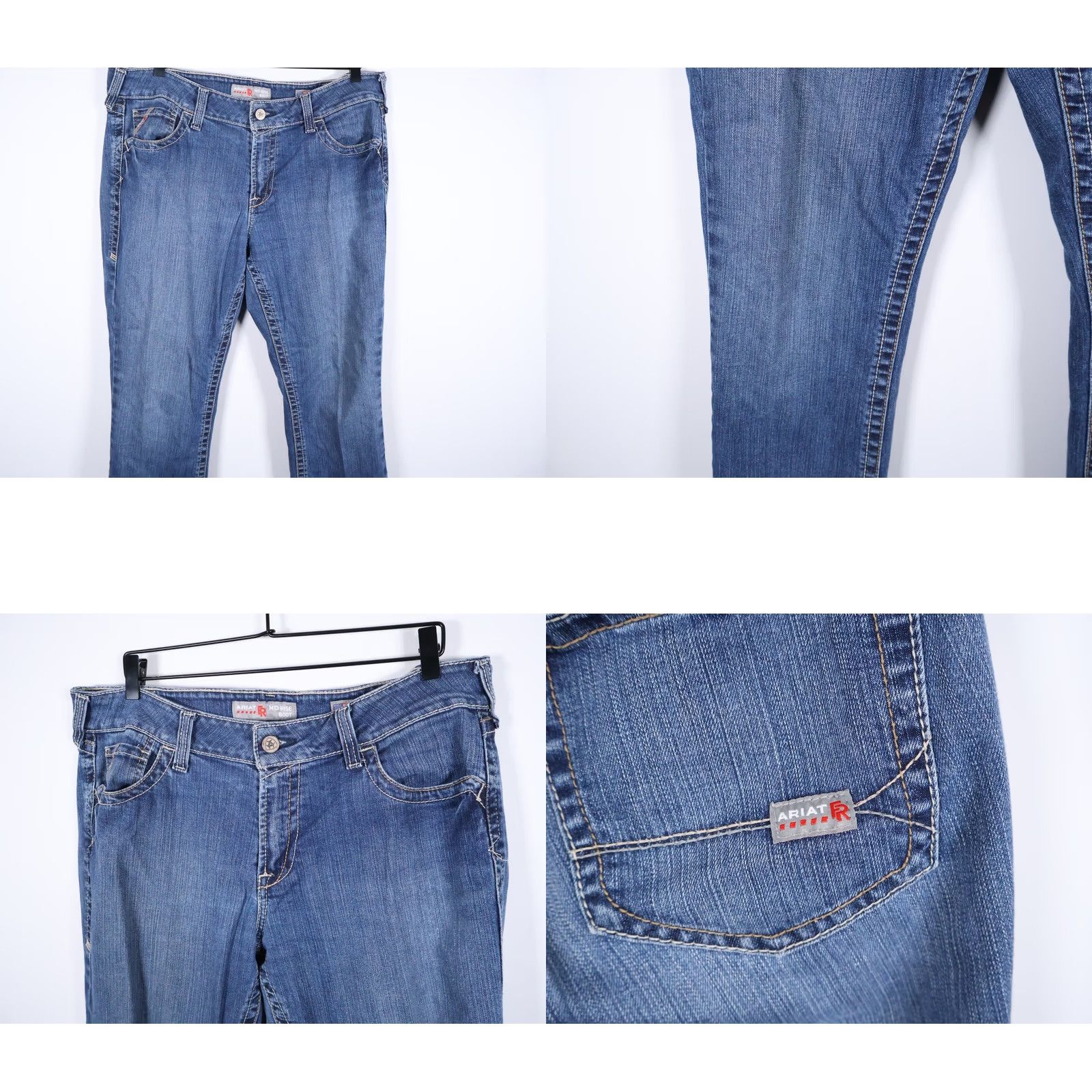 Ariat Ariat Jeans Bootcut Women's 40 x 31.5 Denim Blue Zip Fly Stretch 5-Pocket Fashion Mid Rise Vintage No Size 27" / US 4 / IT 40 - 9 Thumbnail