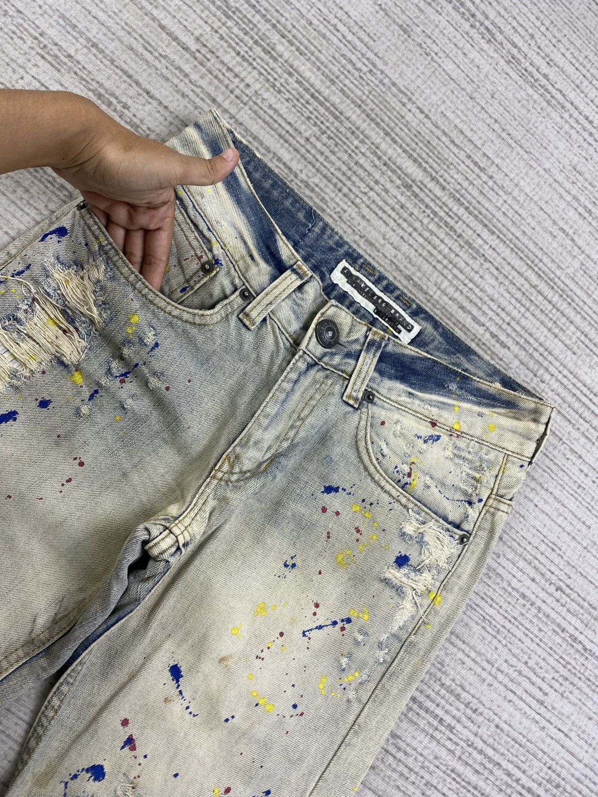 If Six Was Nine 🔥Vtg A Nameless Brand Splatter Paint Distressed Denim Jeans Size US 28 / EU 44 - 7 Thumbnail