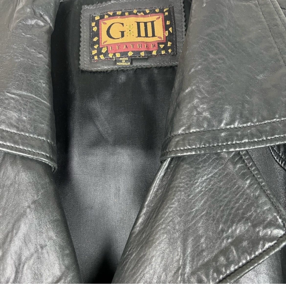 Vintage G-III Black leather trench coat