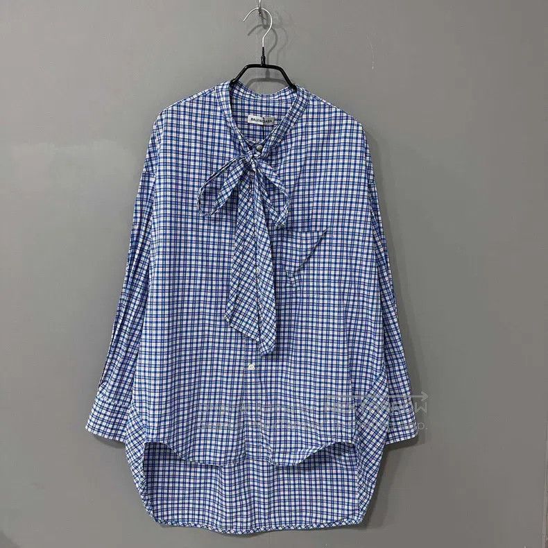 Balenciaga Balenciaga Blue and White Checkered Back Logo Shirt Size XS / US 0-2 / IT 36-38 - 1 Thumbnail