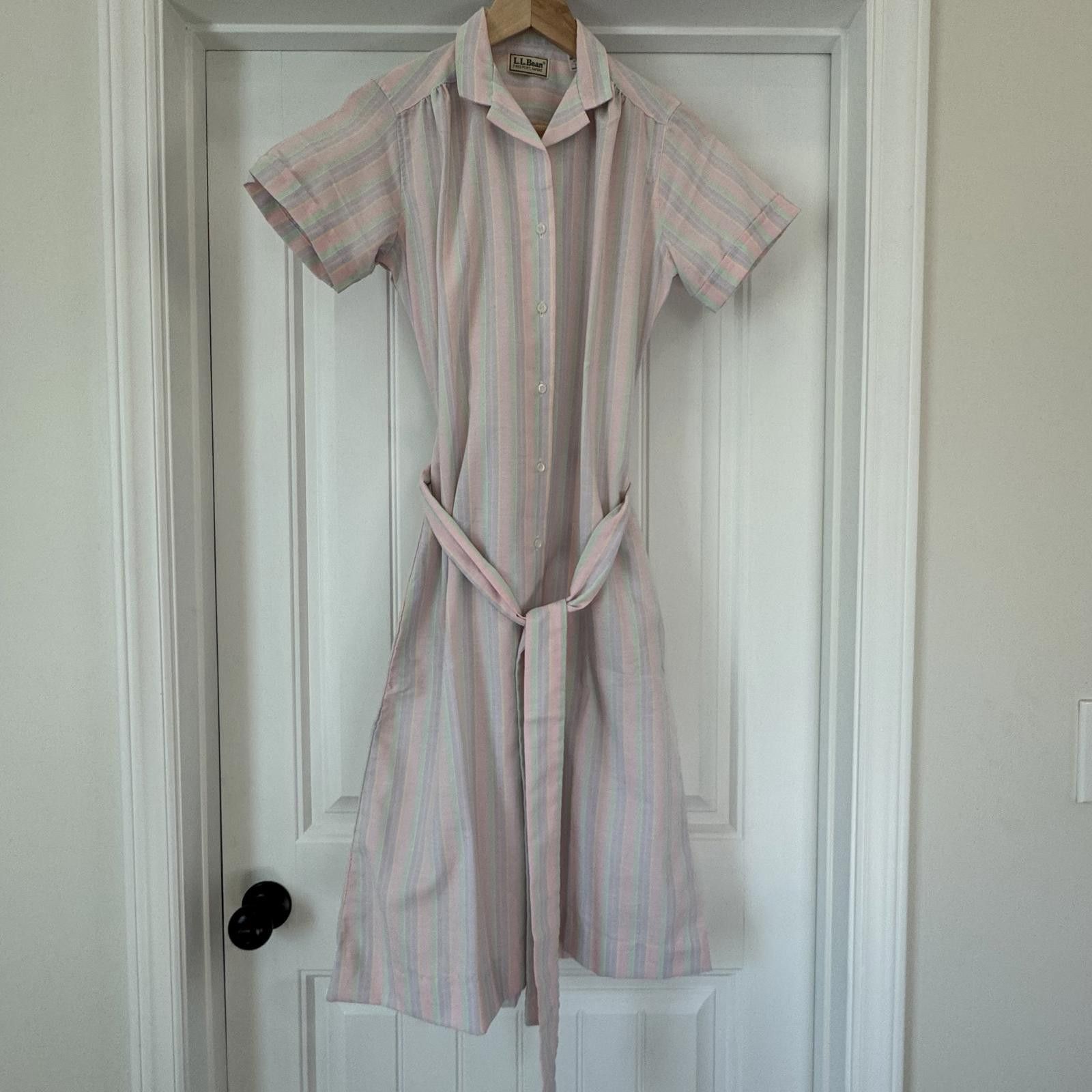 L.L. Bean Vintage 1970’s L.L. Bean Pastel Striped Button-Up Shirt Dres Size ONE SIZE - 1 Thumbnail