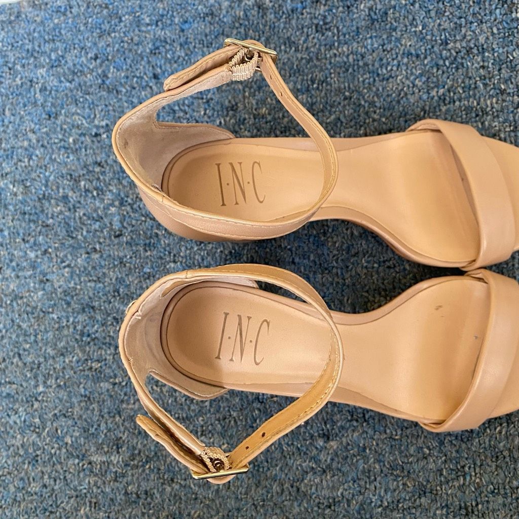 I.N.C INC International concepts women 7 tan open toe strap 3.5” h Size US 7 / IT 37 - 6 Thumbnail