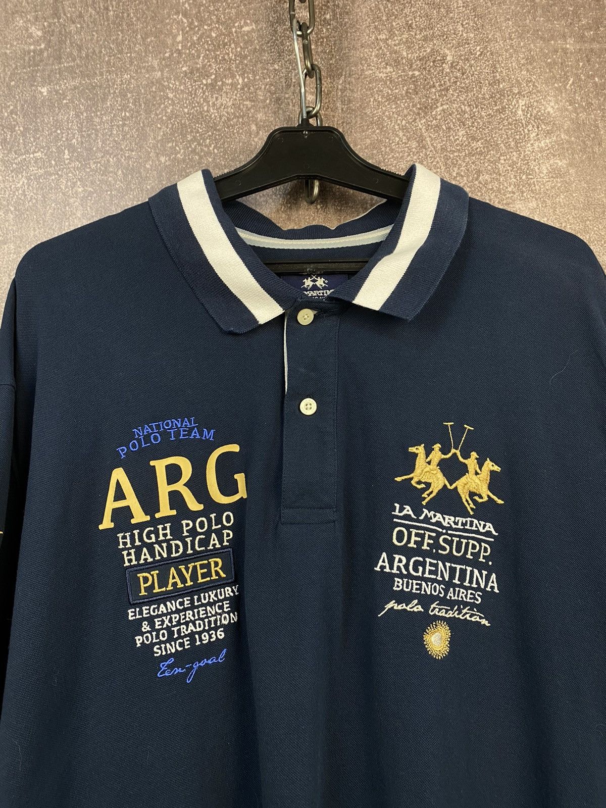 La Martina Vintage La Martina Argentina Flag Graphic Polo Racing Rare Size US XXL / EU 58 / 5 - 3 Thumbnail
