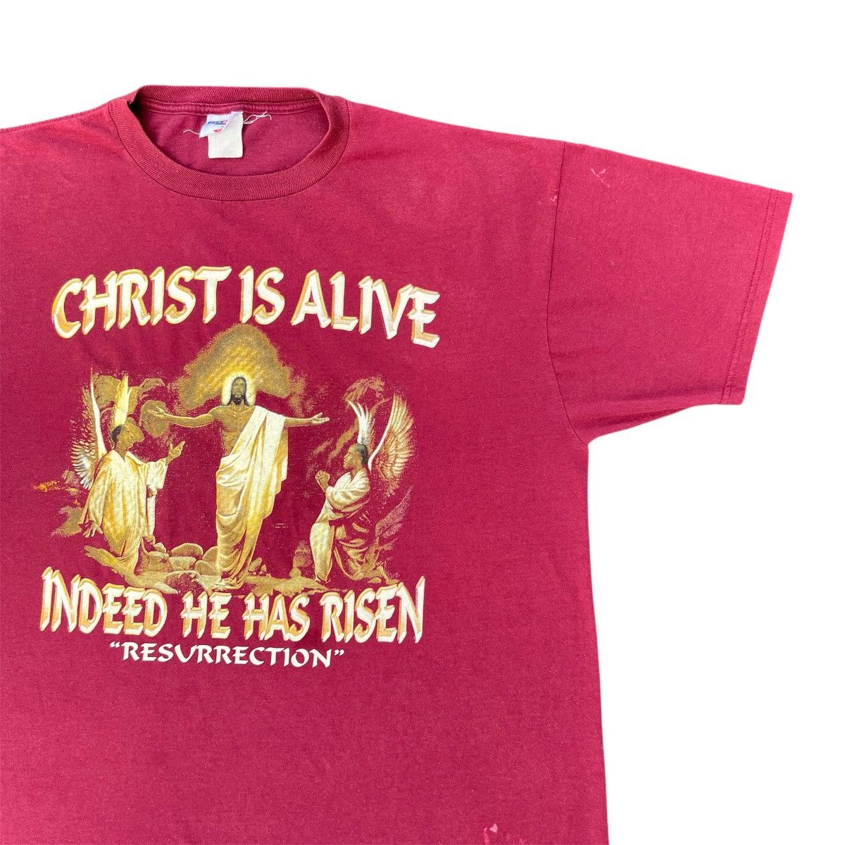 Vintage Vintage Thrashed Burgundy Black Jesus Black History T-Shirt Size US XXL / EU 58 / 5 - 2 Thumbnail
