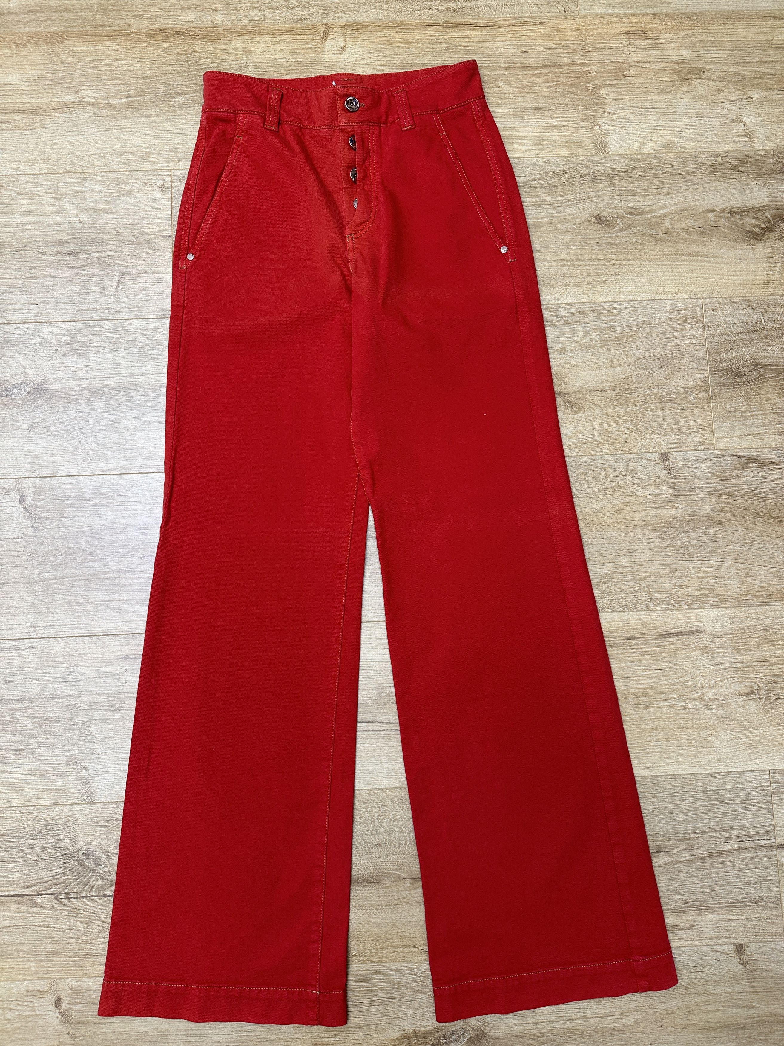 Brunello Cucinelli Brunello Cucinelli Wide Leg Pants Leather Trim IT 40 USA 4 Size 27" / US 4 / IT 40 - 2 Thumbnail