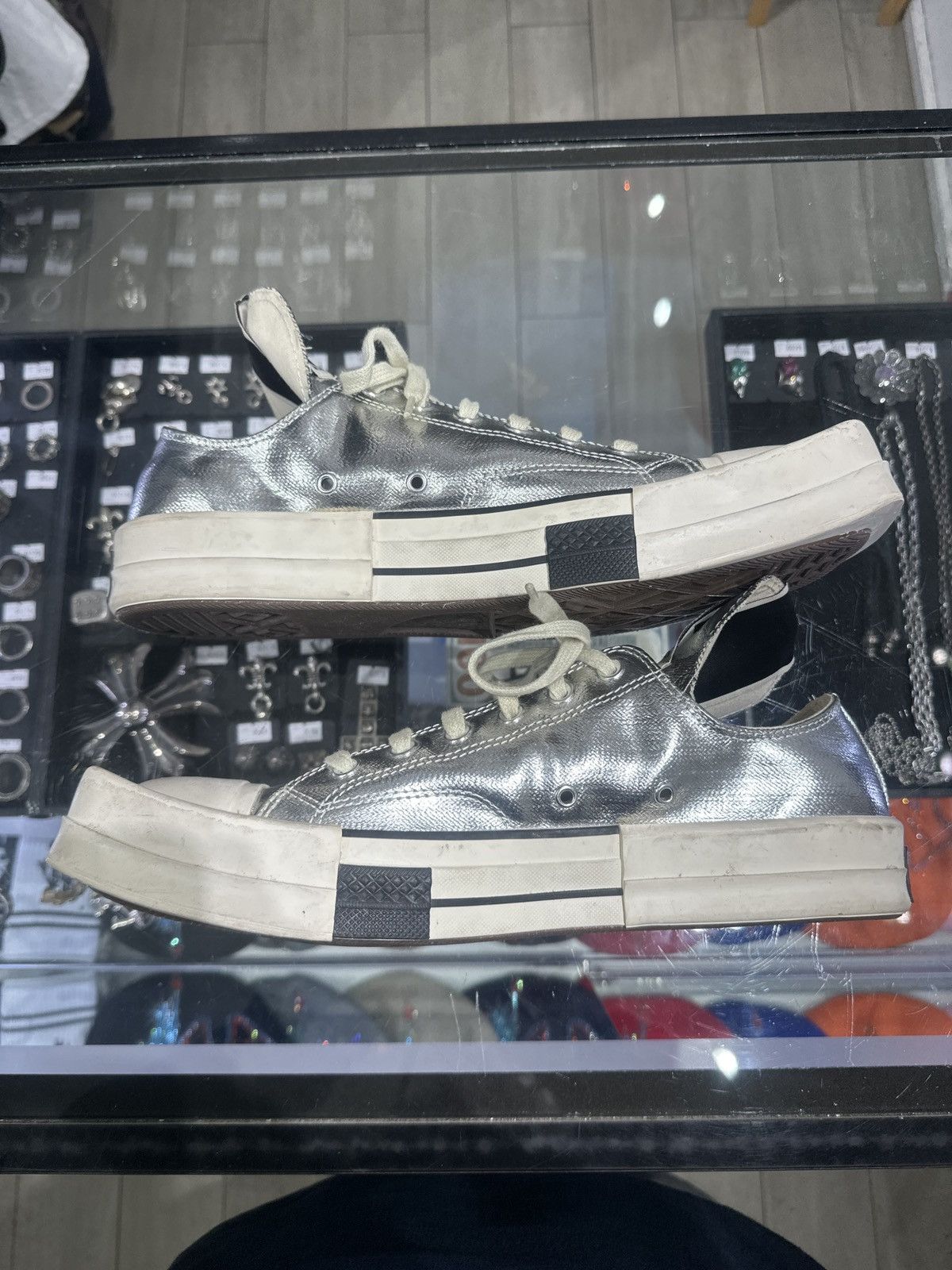 Converse × Rick Owens Drkshdw Converse x Rick Owens DRKSHDW Sneaker Silver Size 11 Size US 11 / EU 44 - 3 Thumbnail