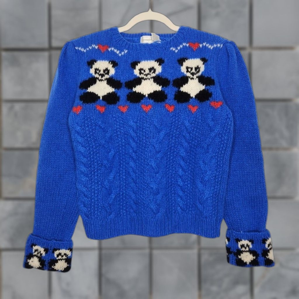Vintage VINTAGE Eagle's Eye Wool 80s Panda Cable Knit Pullover Sweater Blue Women M Wool Angora Art Nature Eagles Eye Decade 80s Size M / US 6-8 / IT 42-44 - 1 Thumbnail