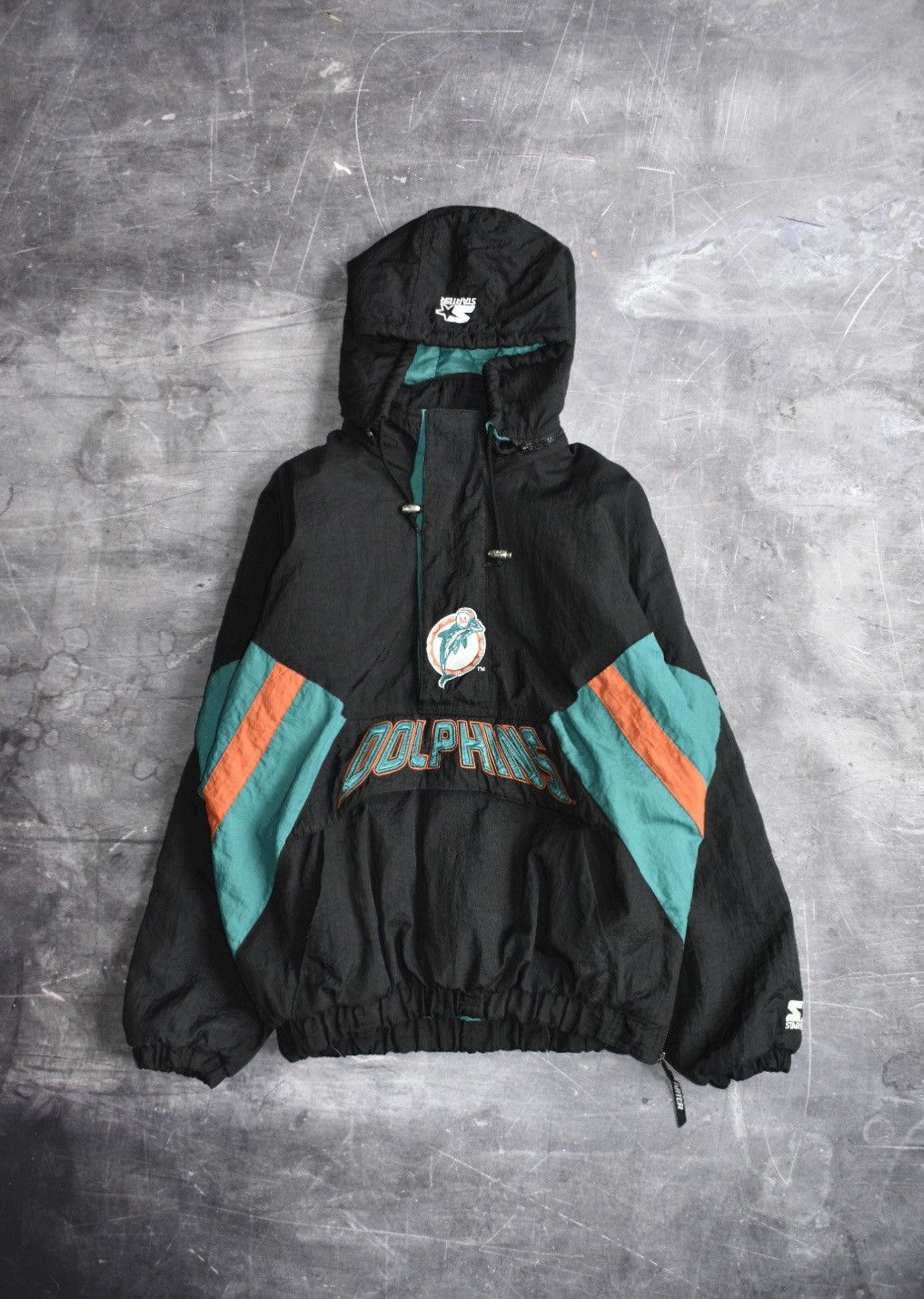 image of Vintage 90's Miami Dolphins Nfl Starter Pullover Jacket (L) in Black, Men's (Size Large)