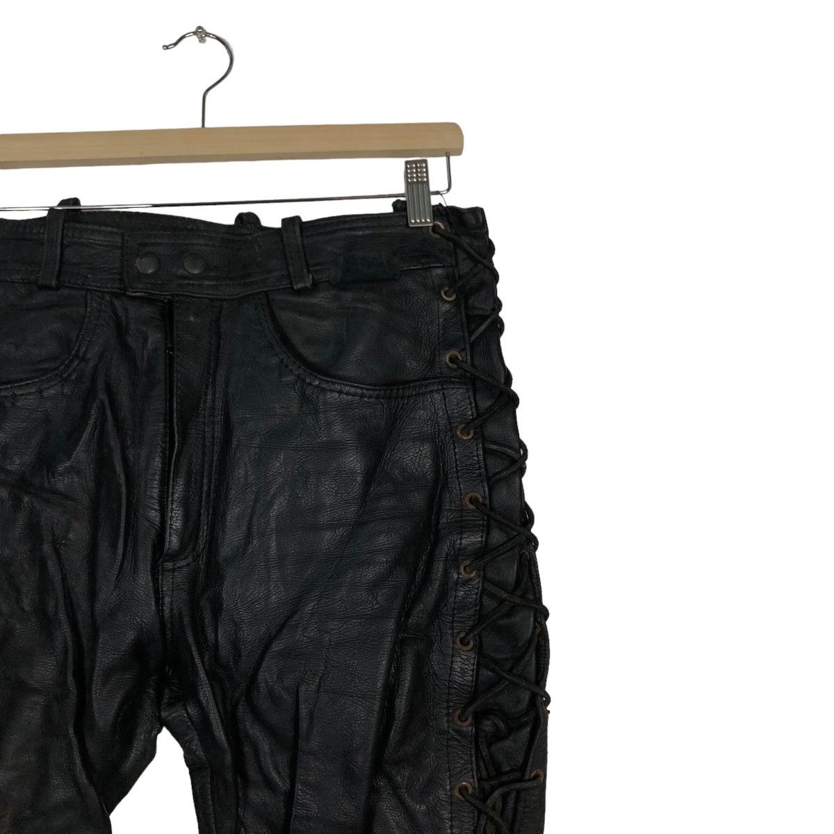 Genuine Leather 🔥Rare Bondage Punk Style Genuine Leather Pants Parachute Size US 30 / EU 46 - 5 Thumbnail