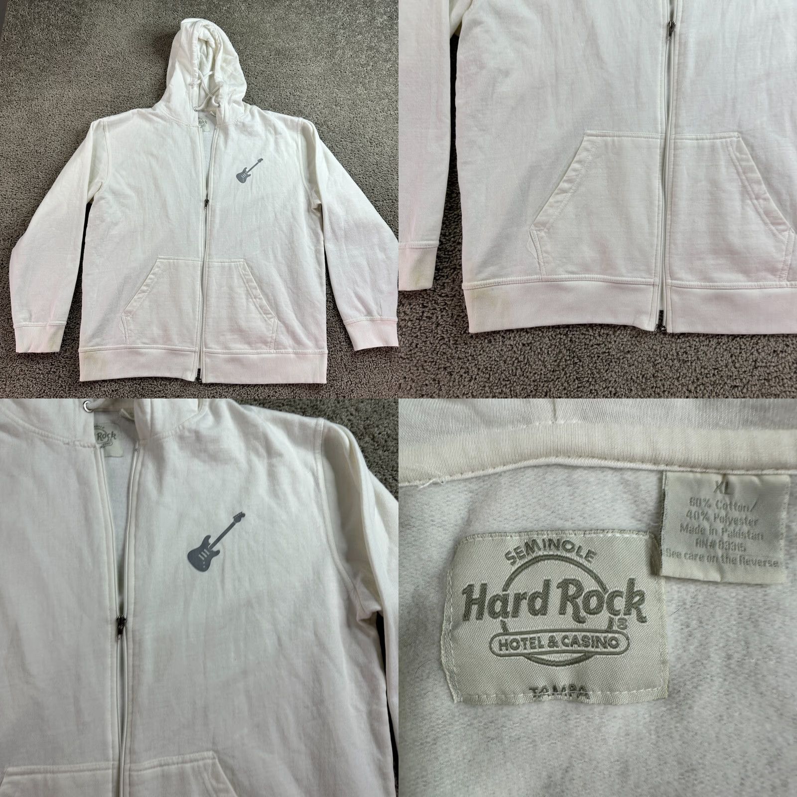 Hard Rock Cafe Hard Rock Seminole Casino Hoodie Mens XL White Gray Tampa Sweatshirt FLAW Size US XL / EU 56 / 4 - 9 Thumbnail
