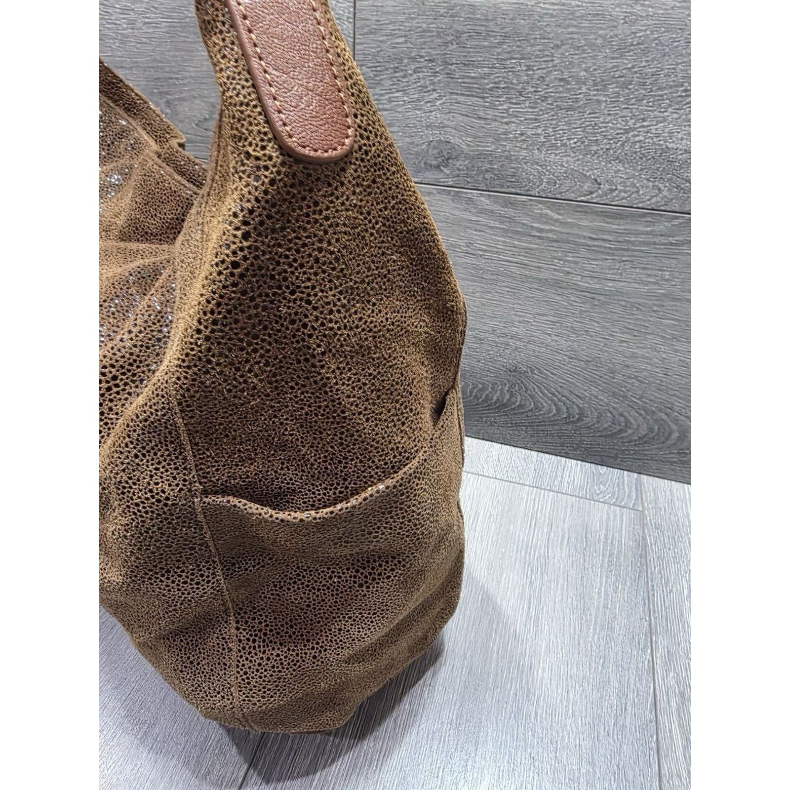 & Other Stories Sorial Sammy Snake Embossed Brown Leather Hobo Bag A000642 Size ONE SIZE - 9 Thumbnail