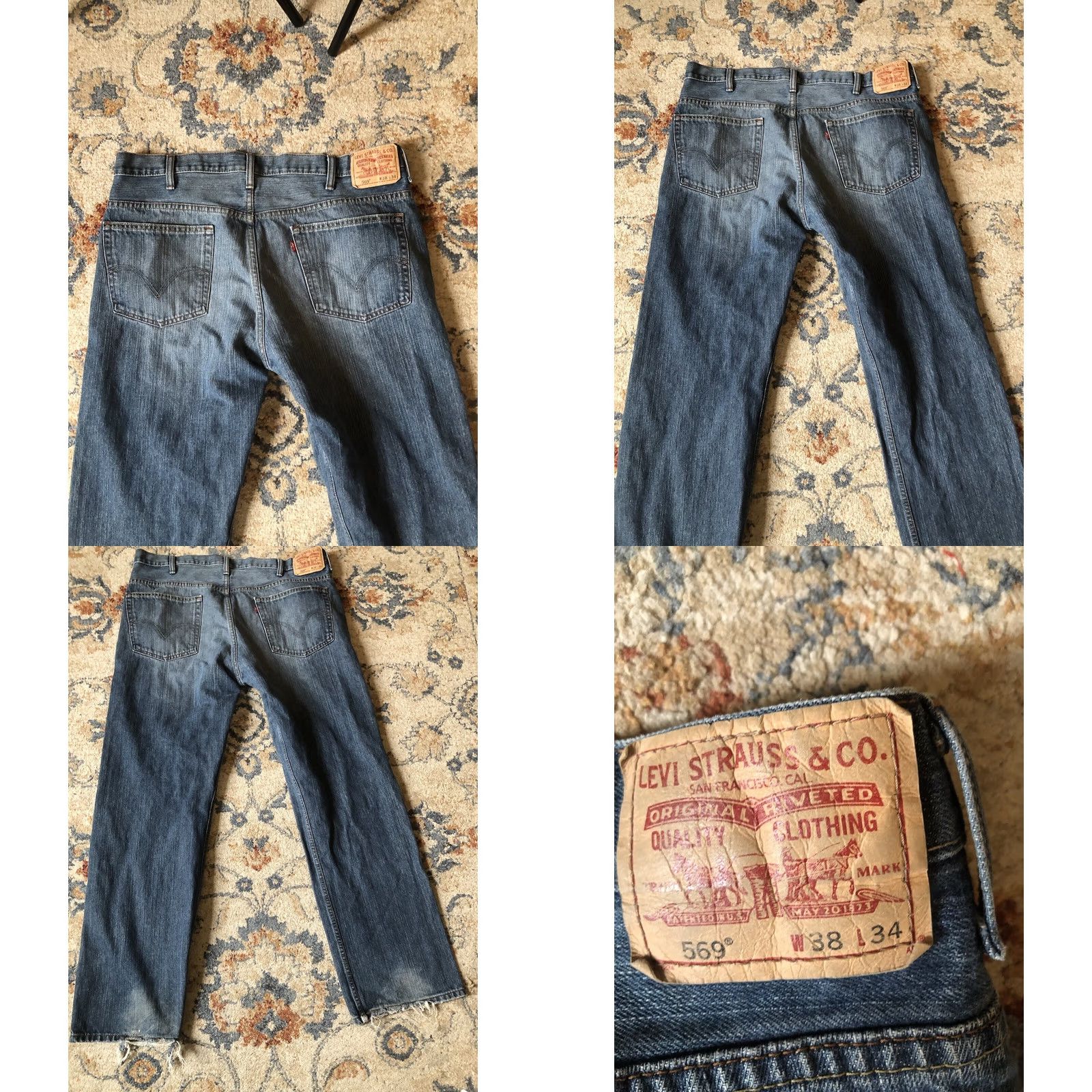 Levi's VTG Levi’s 569 Loose Straight Denim Jeans Dark Blue 38x34 Regular Men 5-Pocket Jeans Grunge 90s Size US 38 / EU 54 - 8 Thumbnail