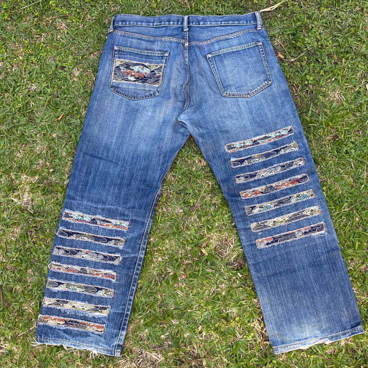 image of If Six Was Nine x Le Grande Bleu L G B Sick ! Vintage Uniqlo Distressed Denim Jeans, Men's (Size 38