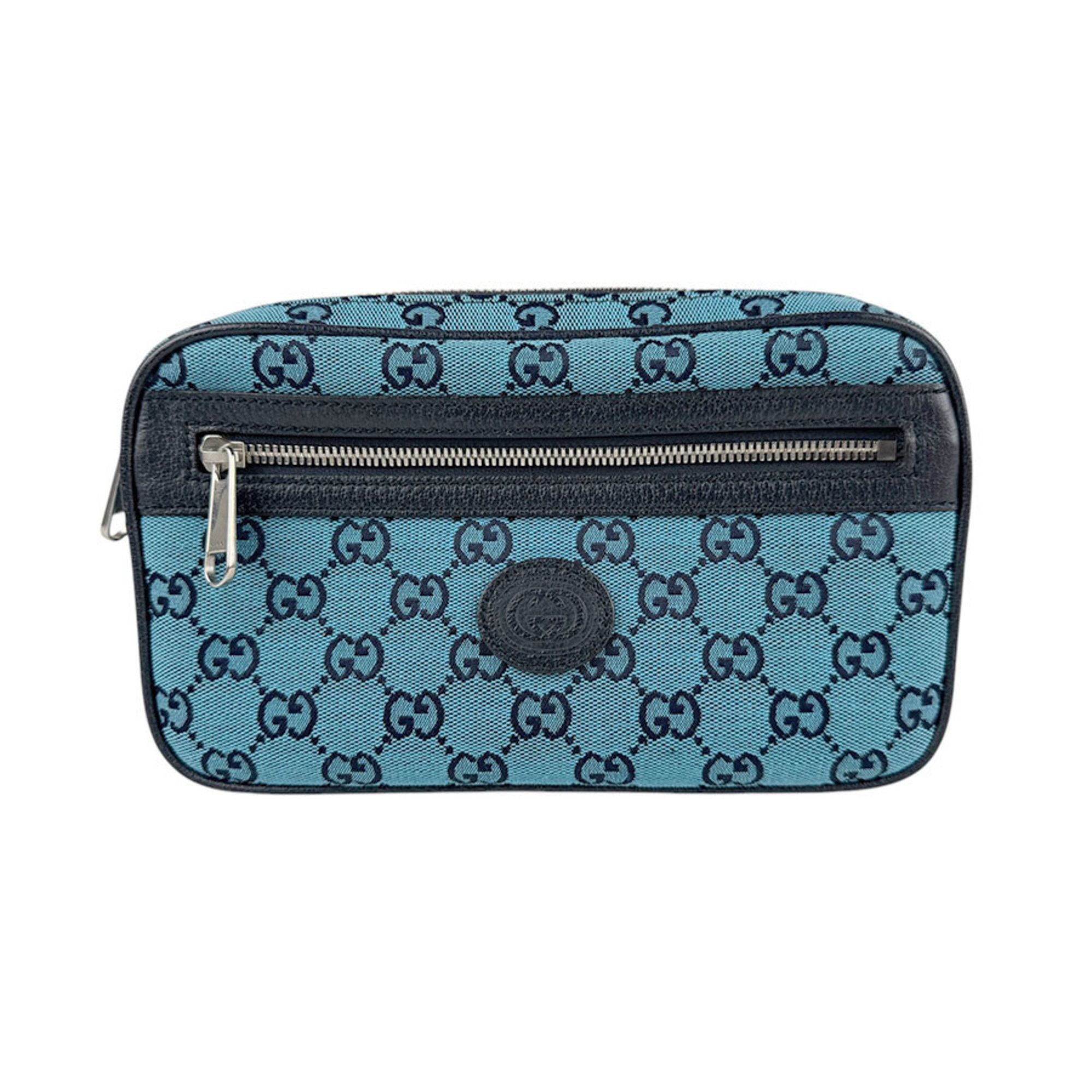 Gucci GUCCI Waist bag Belt GG canvas Leather Blue Navy Silver Men's 658657 z4204 Size ONE SIZE - 1 Thumbnail